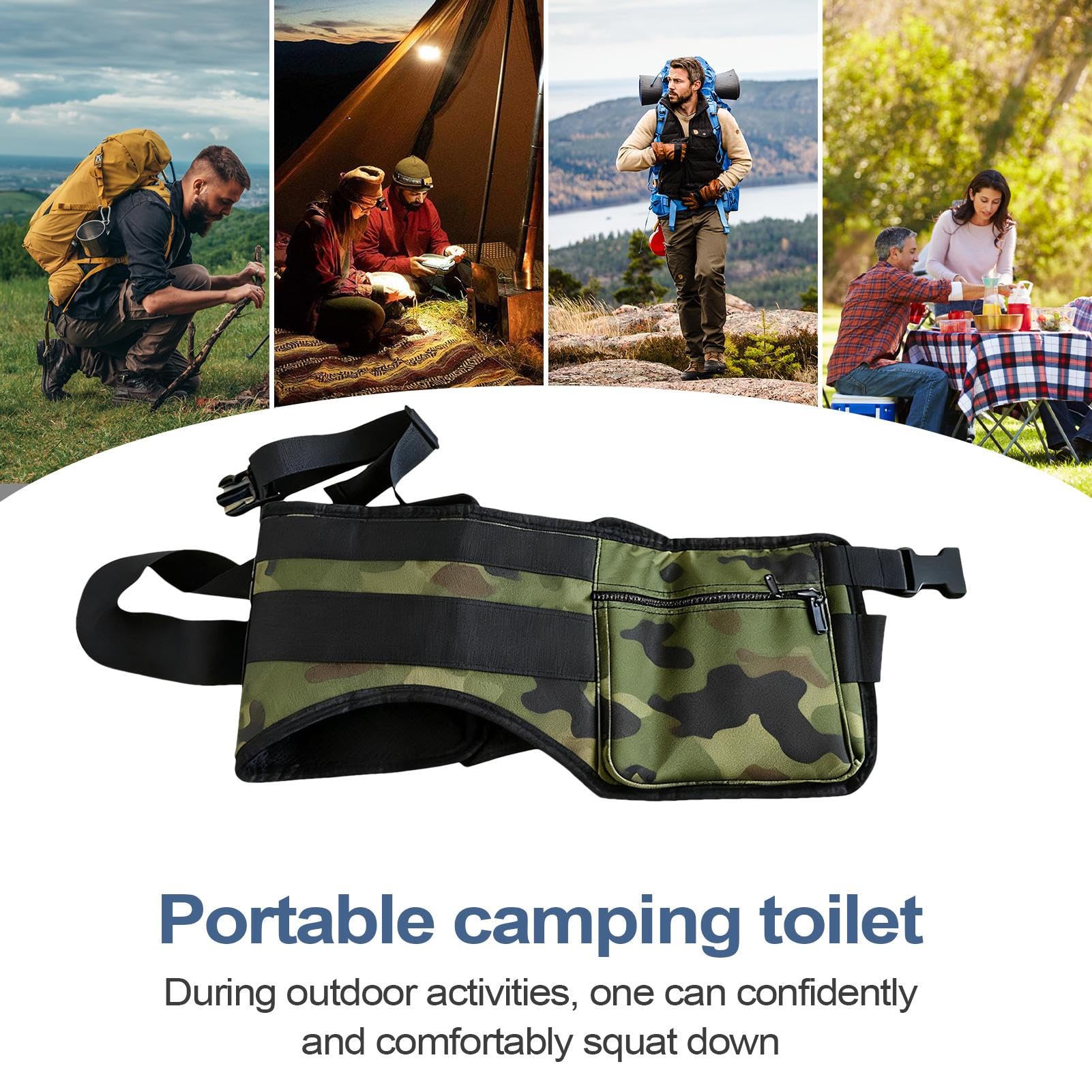 Sangle Toilette Portable Pour Extérieur – Réglable, 181 Kg, Ergonomique, Pour Camping Et Randonnée