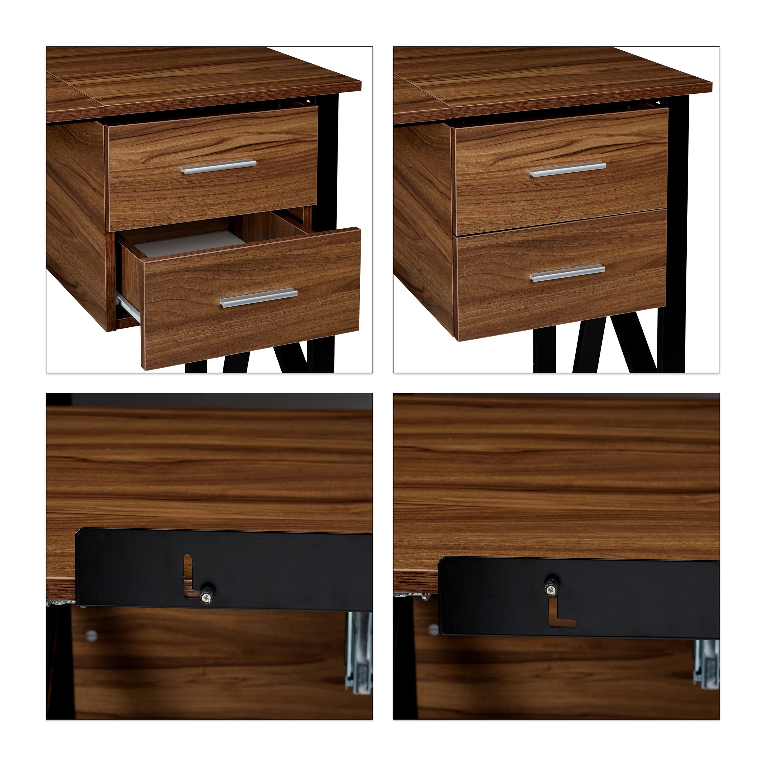 Relaxdays Bureau avec pupitre inclinable, réglable, table de laptop ou de dessin, 75 x 110 x 55 cm, bois/noir