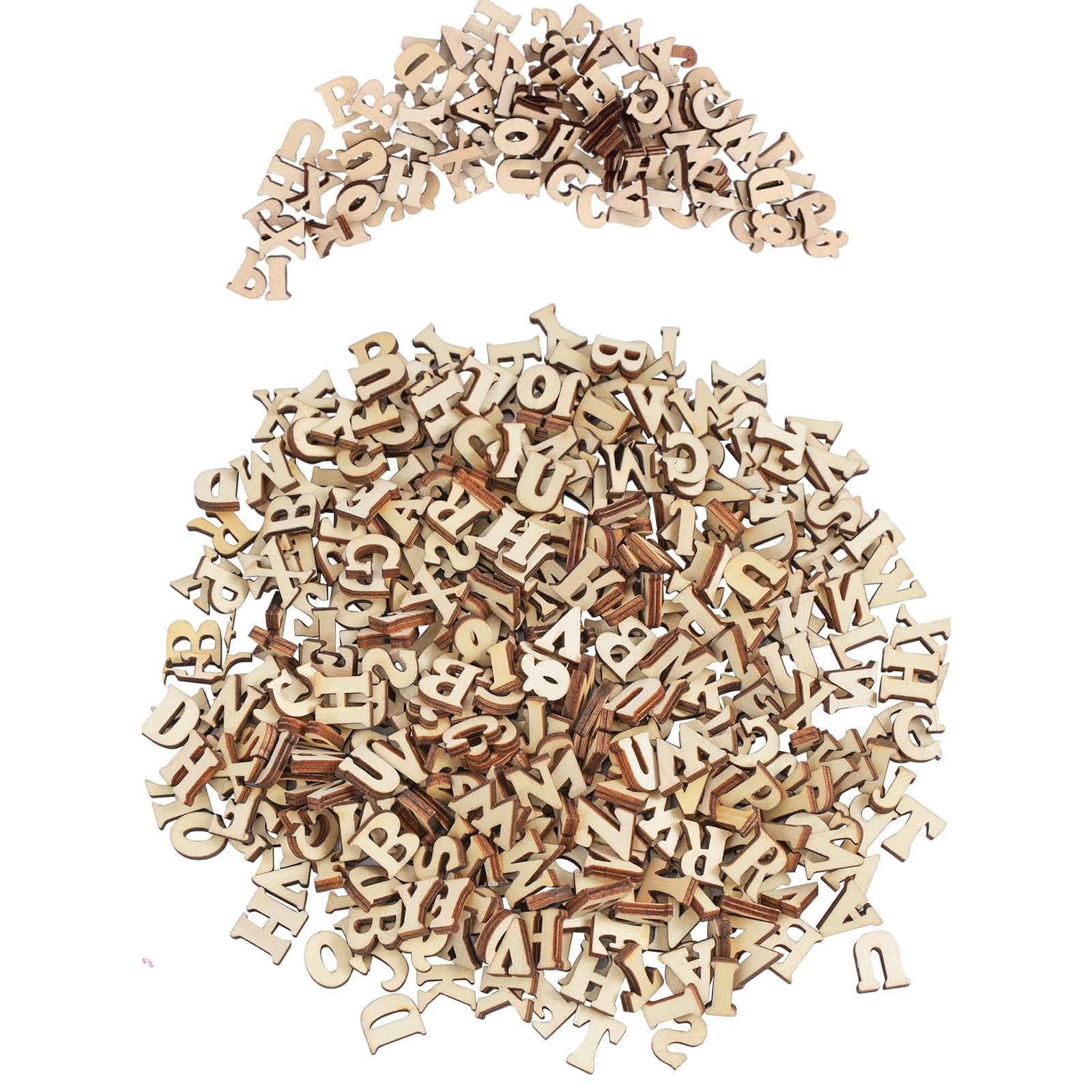 400 Pcs Mini Wooden Letters for Crafts, 1.5x1.4cm Alphabet for Scrapbooks, Signs, DIY Wall Decors - Small Embellishments