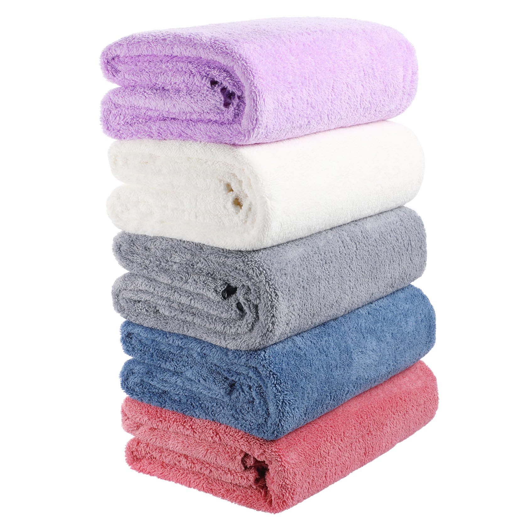 VALICLUD 5 Piezas Toallas de Baño de Microfibra Absorbentes Diseño Sólido Colores Gris Rojo Púrpura y y Duraderas para Ducha y SPA Familiar