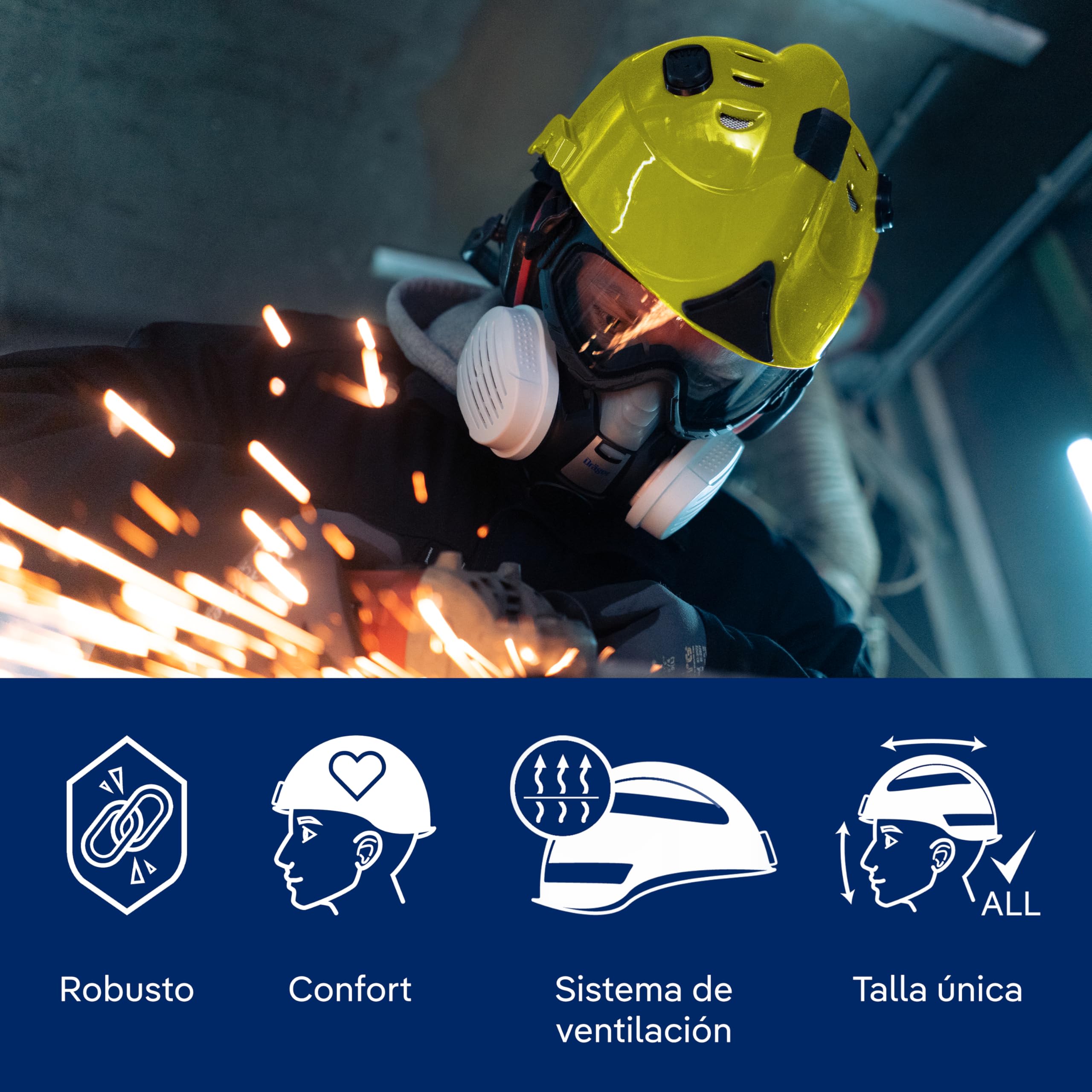 Dräger HPS 3500 Set Casco de Seguridad Premium Ajustable con Gafas para Obras, minería, Bomberos y Operaciones de Emergencia.