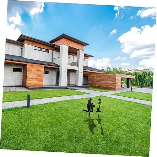 Miniatura 8 de Yardwe 1 juego de inserción de patio decoración al aire libre decoración para exteriores decoración negra césped adornos gato estaca soldado