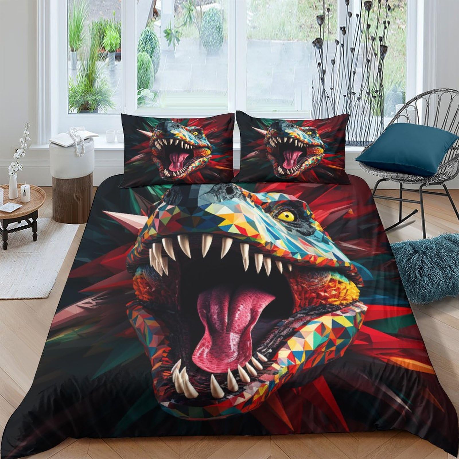 Housse de couette dinosaure 3D idéale pour décorer une chambre d'enfant dynamique