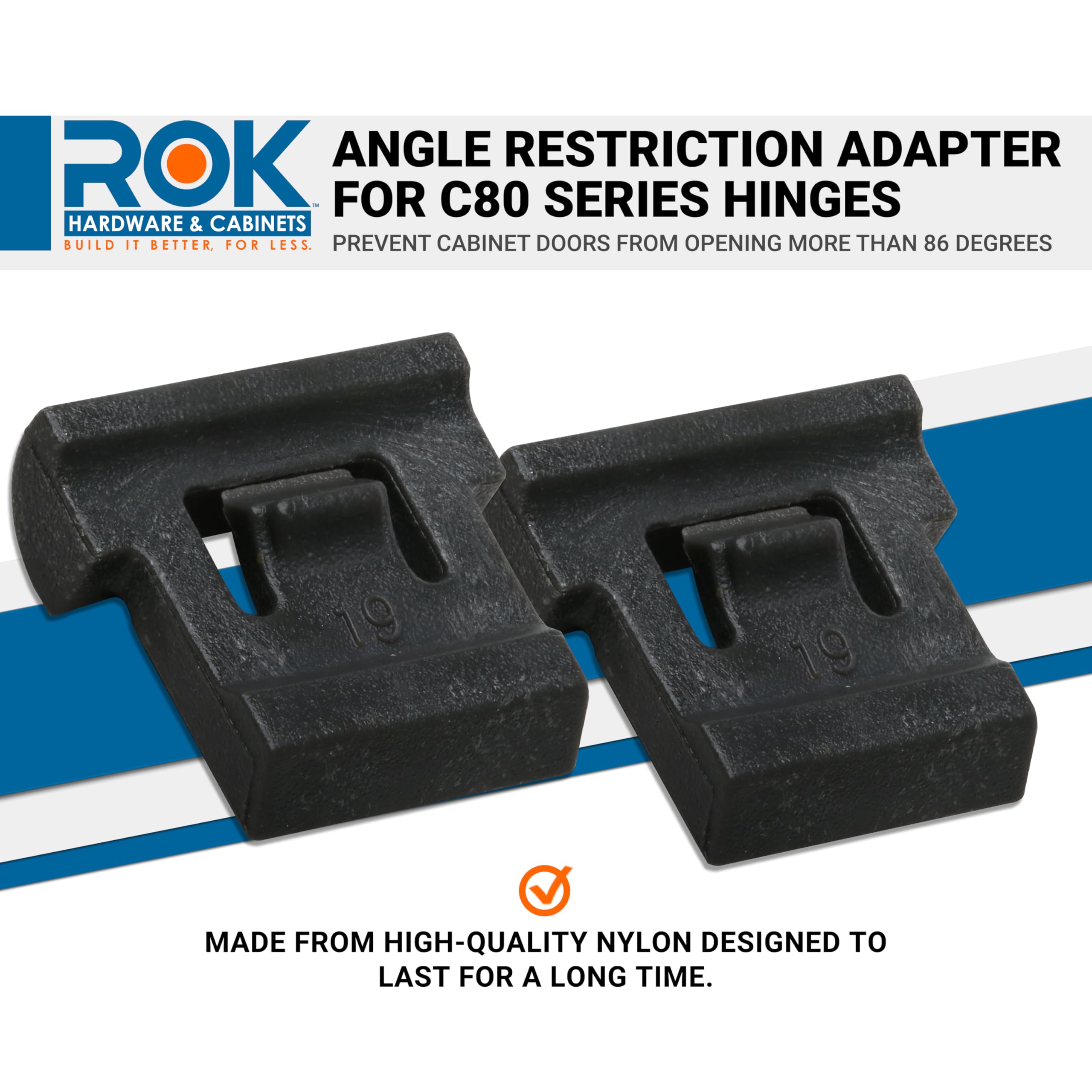 10 Pack Rok Hardware 86 Degree Angle Restrictor Clip for C-80