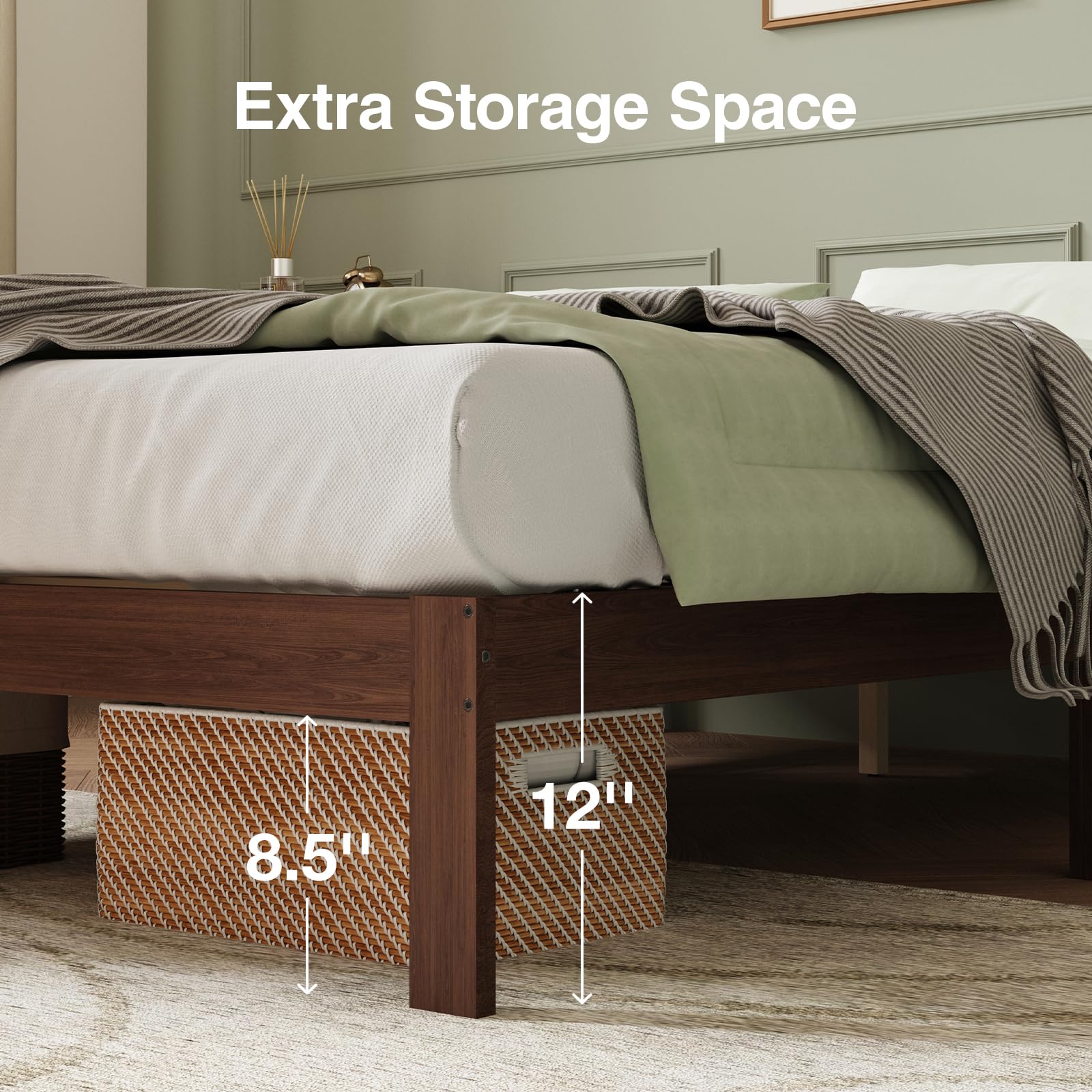 Best Wood Bed Frame King Picks for 2026 3 Novilla 12 Inch Wooden King Size Bed Frame, King Platform Bed Frame Without Head — product photo