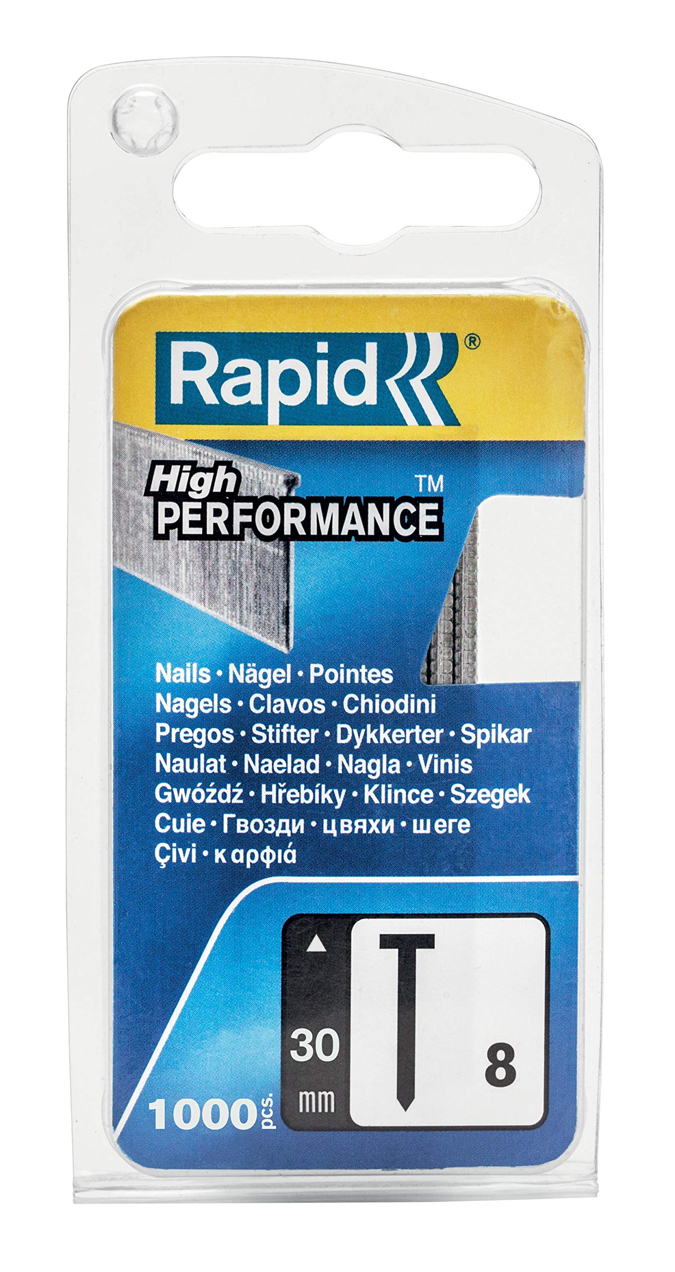 Rapid High Performance No.8 Galvanised Steel Brad Nails, Wire Length: 30 mm, 40109536 - 1000 Pieces