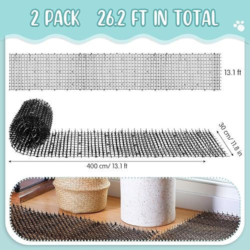 Miniatura 2 de Sanwuta Tapete disuasorio para gatos de 26.3 pies, 2 piezas, para exteriores, con púas, tiras de espinillas, disuasorio de excavación de perros en