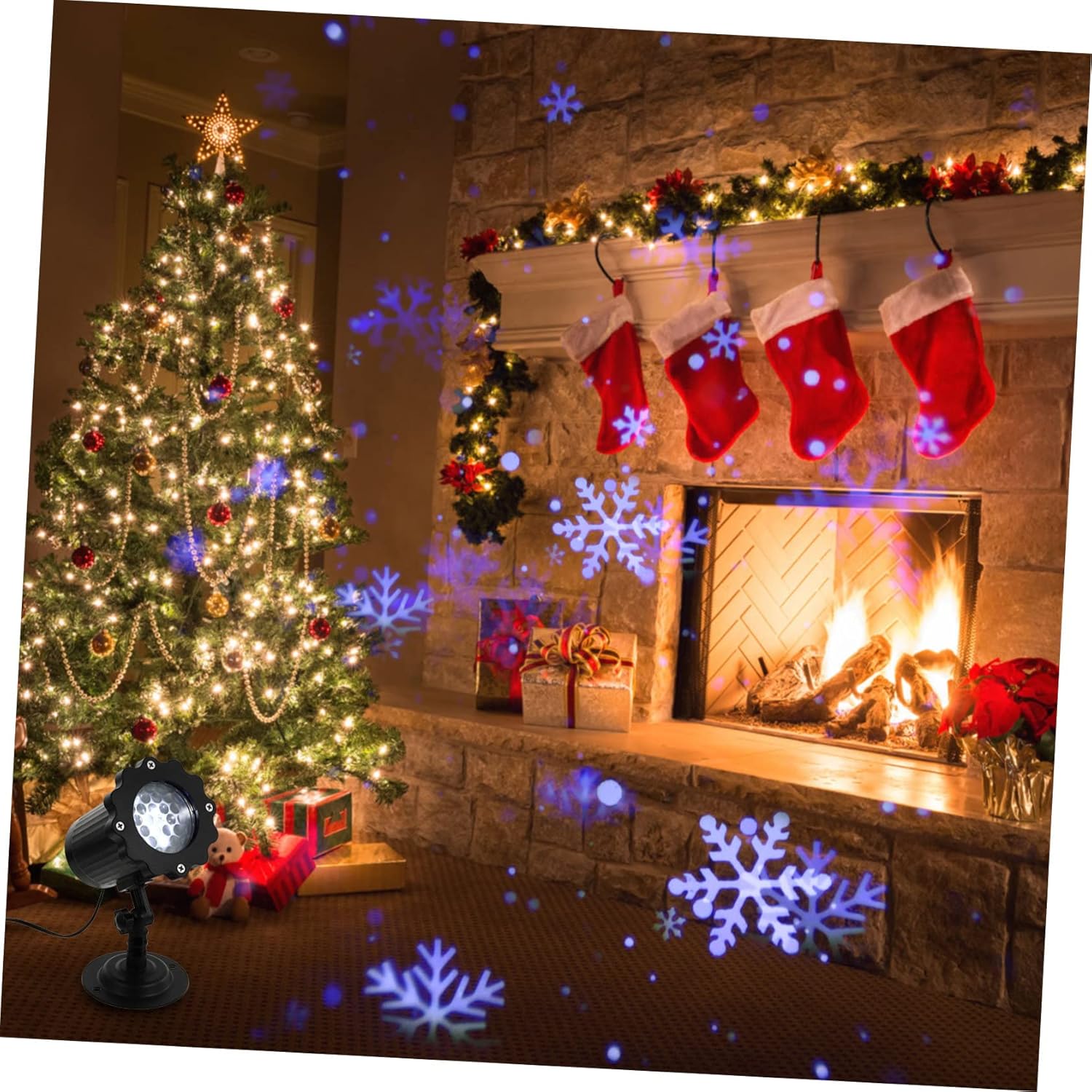 Veemoon 1pc Led Snowflake Projector Light Decorative Christmas Lamp for Use Unique Light for Parties Holiday Decor Creates Dreamlike Atmosphere