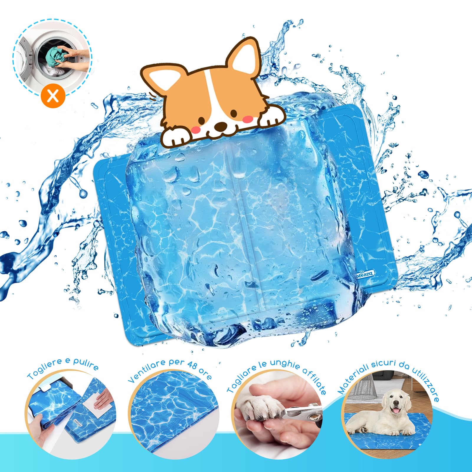 Nobleza - Tappetino Refrigerante in gel per cani, gatti e animali domestici, non tossico. 65 * 50 cm, M