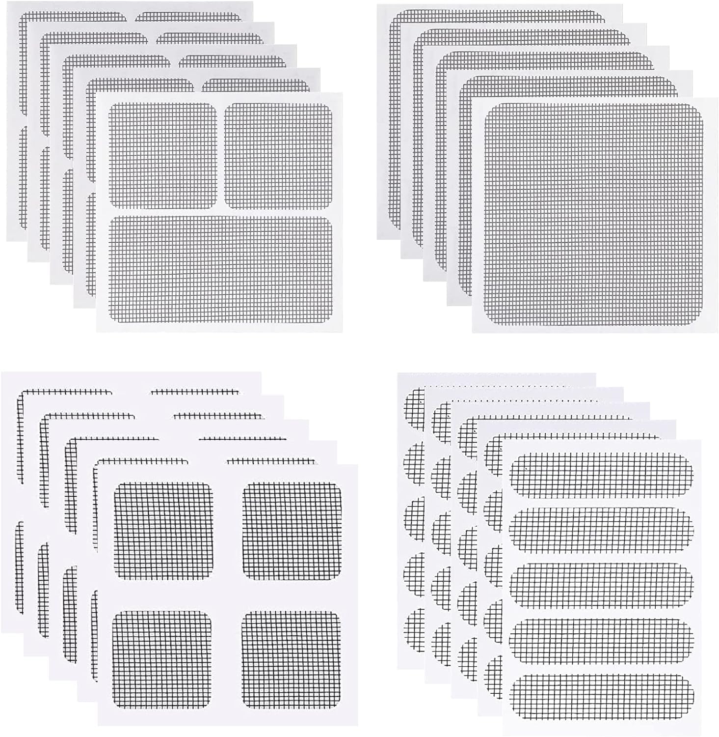 SYOSI Self-Adhesive Window Screen Repair Patches Kit, 20 Sheets 4 Size Screen Door Replacement Repair Kit Fiberglass Mesh Wall Repair Patches Drywall Tools Wall Hole Quick Repair Patch(Gray) ﻿