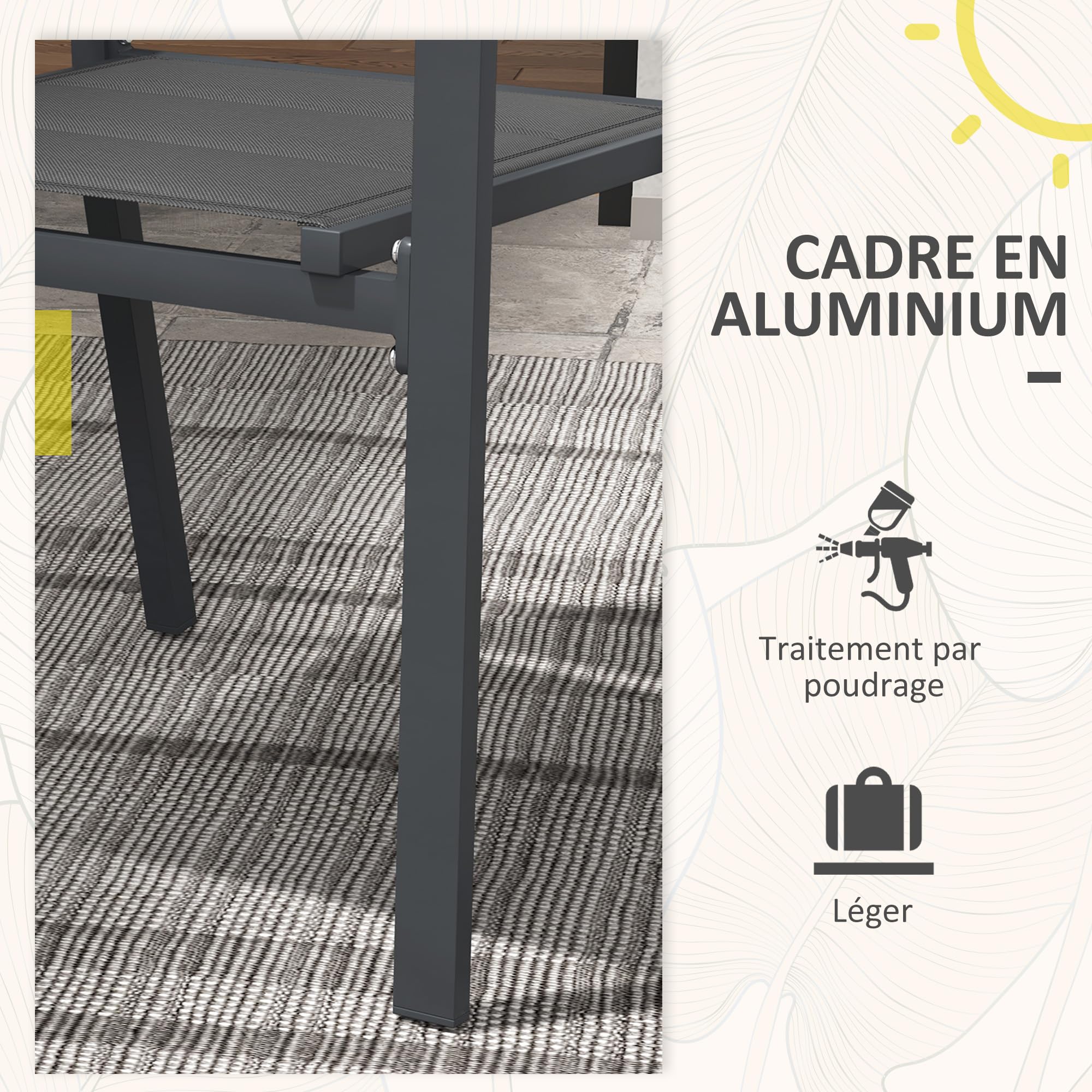 Outsunny Ensemble de 4 Chaises de Jardin Empilables avec Accoudoirs Gris