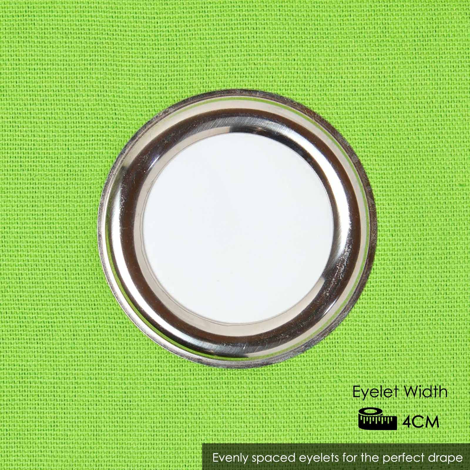 HOMESCAPES Green Eyelet Curtain Pair 137cm (54") Wide x 228cm (90") Drop Plain Heavy Unlined Curtains, W 53.9" x L 89.8" (2 Panels) - Image 4