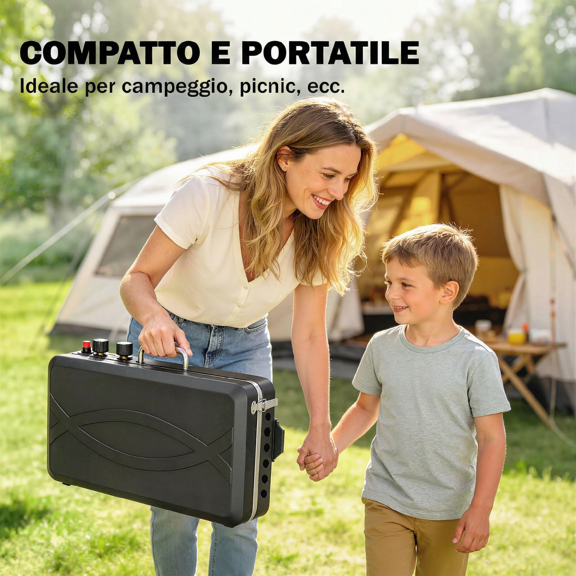 Outsunny Gasgrill Campingkocher 2 in 1 tragbar schwarz | 2 Brenner 7 kW, LPG-Gasgrill mit Platte, abnehmbare Beine, Windschutz, Griff, für BBQ Picknick Garten