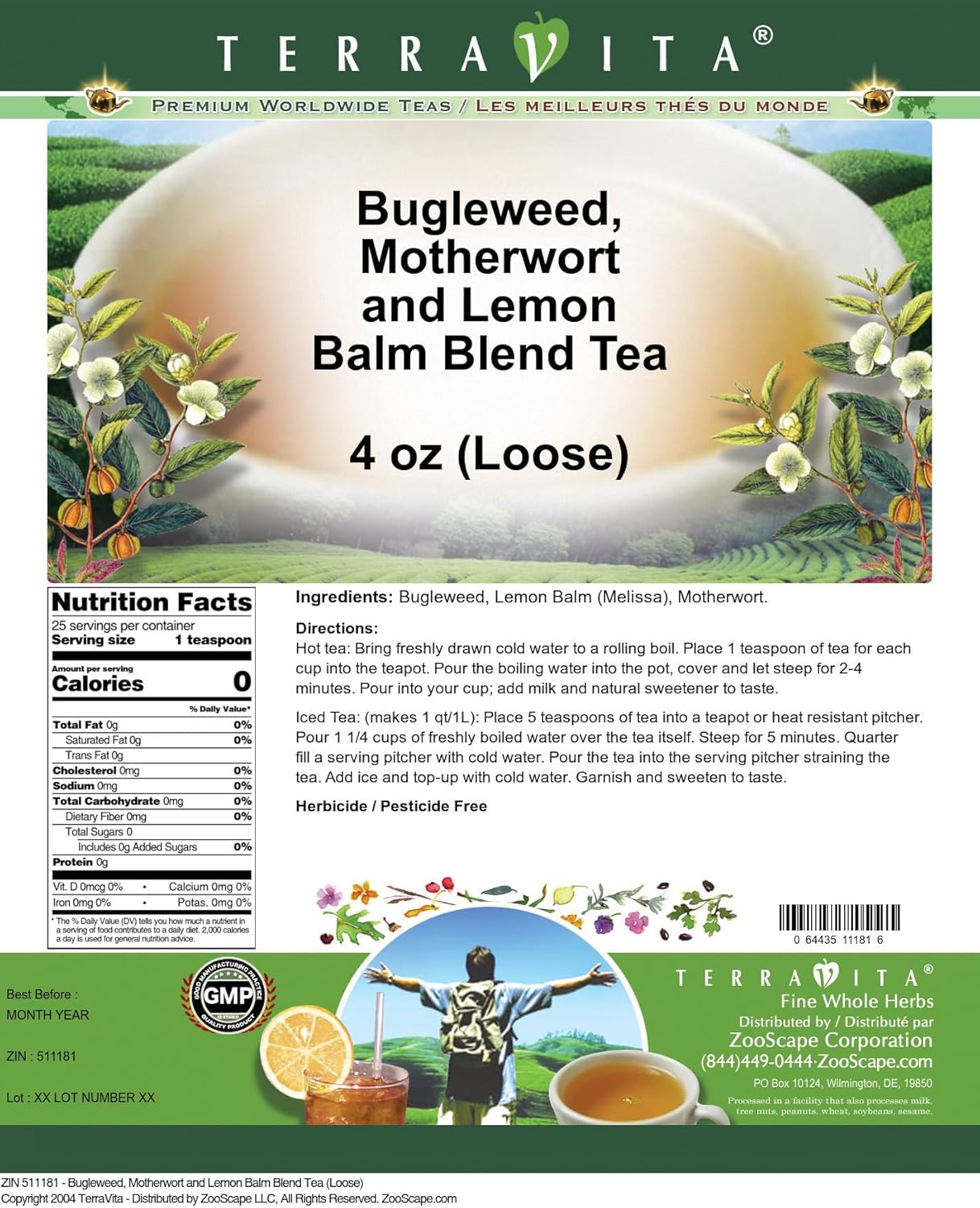 Thyroid Support Tea (Loose) - Bugleweed, Motherwort and Lemon Balm (4 oz, ZIN: 511181) - 3 Pack