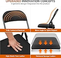 Vista 6 de Folding Chairs 1 Pack with Paded Cushion - Metal Chair with Sturdy Steel Frame 450lb Capacity and Comfortable Seat Heavy Duty Foldable Chair for