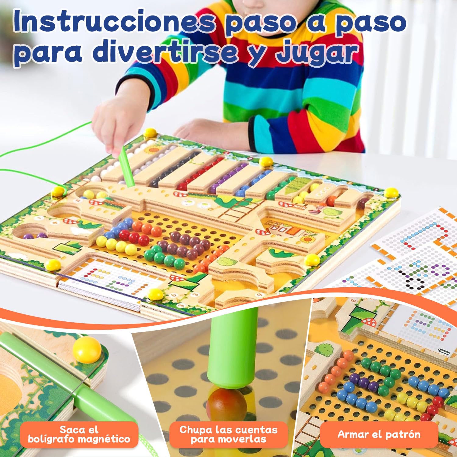 Strehknewen Laberinto Magnético Montessori – Juguete De Madera Con Números Y Colores, Ideal Para Motricidad Fina Y Aprendizaje, Regalo Para Niños 2-5 Años