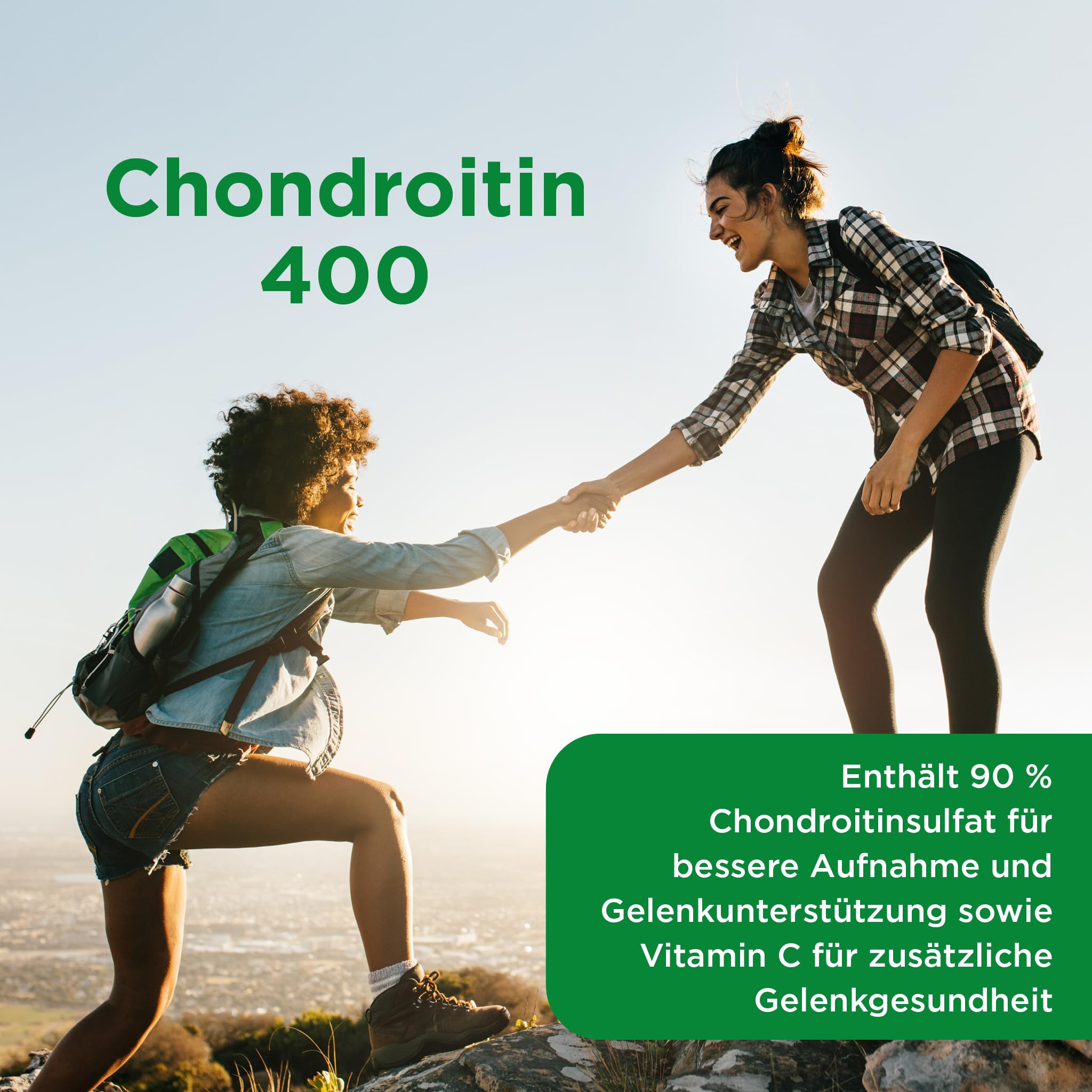 Healthspan Chondroitin | Hochwertige Formulierung mit 90% reinem Chondroitinsulfat | Unterstützt die Gelenkgesundheit mit zusätzlichem Vitamin C | Gelatinefrei | 90 Tabletten