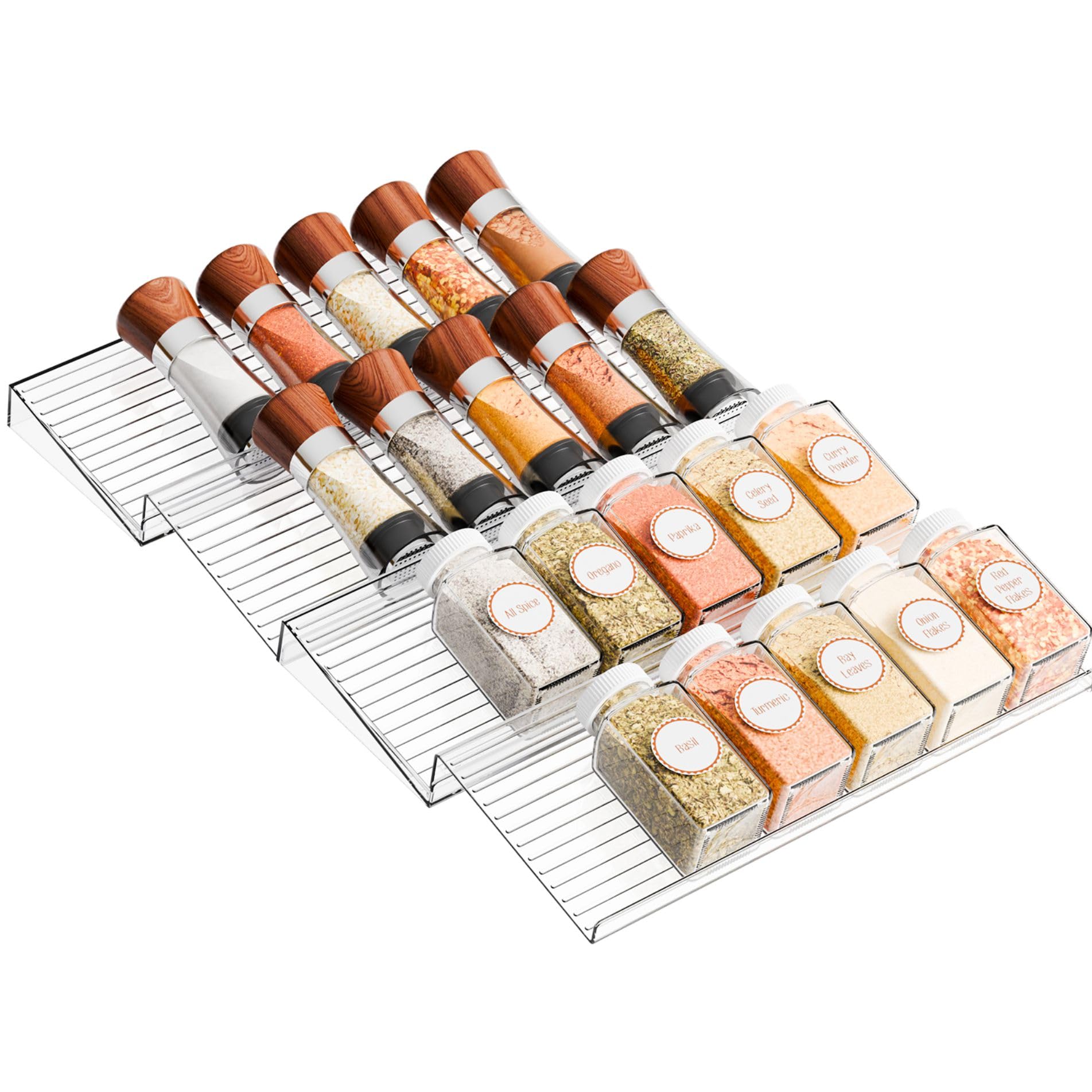 Amazon.com: Yieach 4 Pack Adjustable In Drawer Spice Organizer