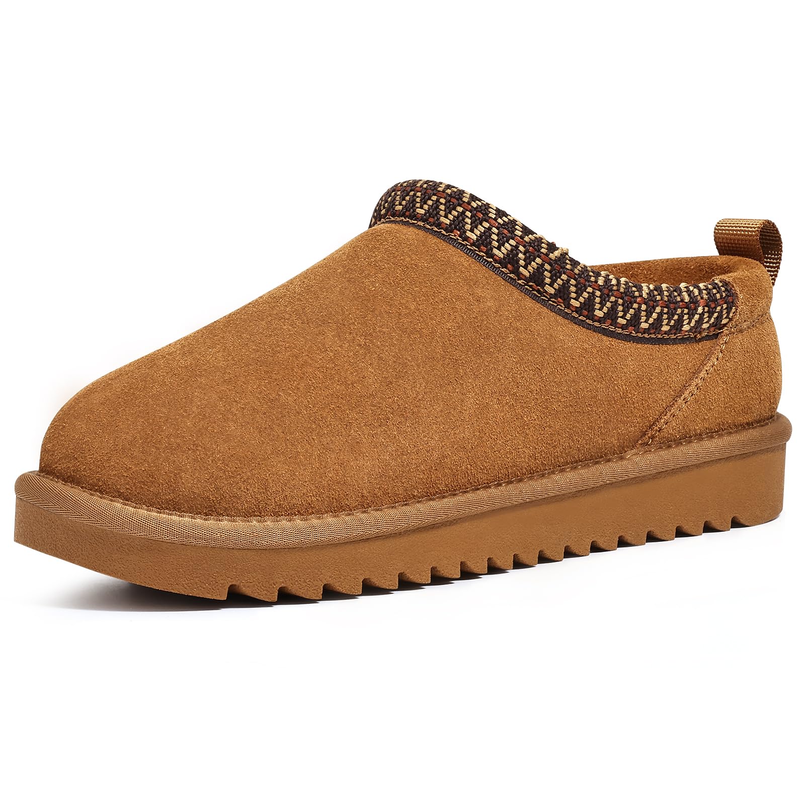 Genuine Suede Slippers for Women Fuzzy Memory Foam Warm House Shoes