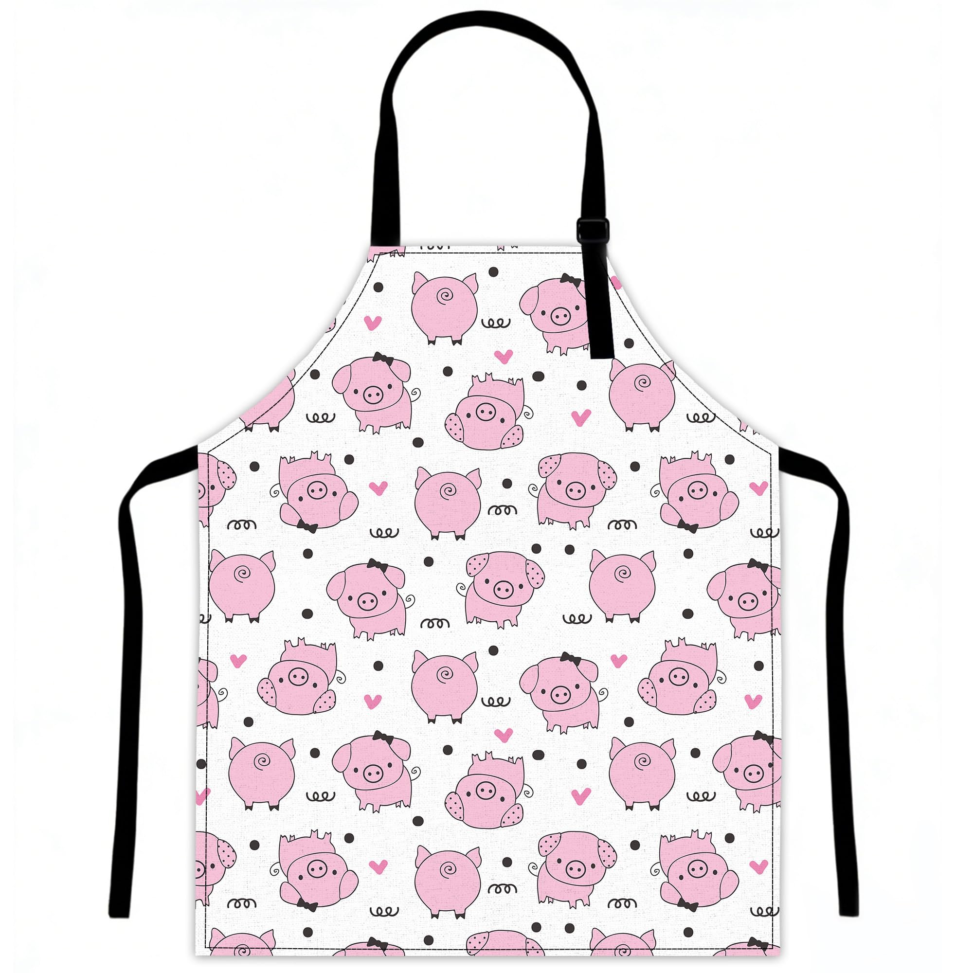 LQEBUY Cute Pink Pigs Aprons for Women Kitchen Cooking Apron Adjustable Bib for BBQ Coffee House Home Restaurant Craft Garden