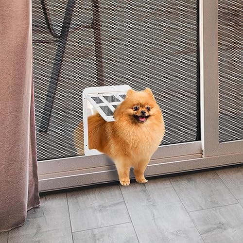 Enjoying Puerta para gatos para puertas mosquiteras, apertura de paso de 8.3 x 10.3 pulgadas, acceso libremente, solapa giratoria magnética, puerta