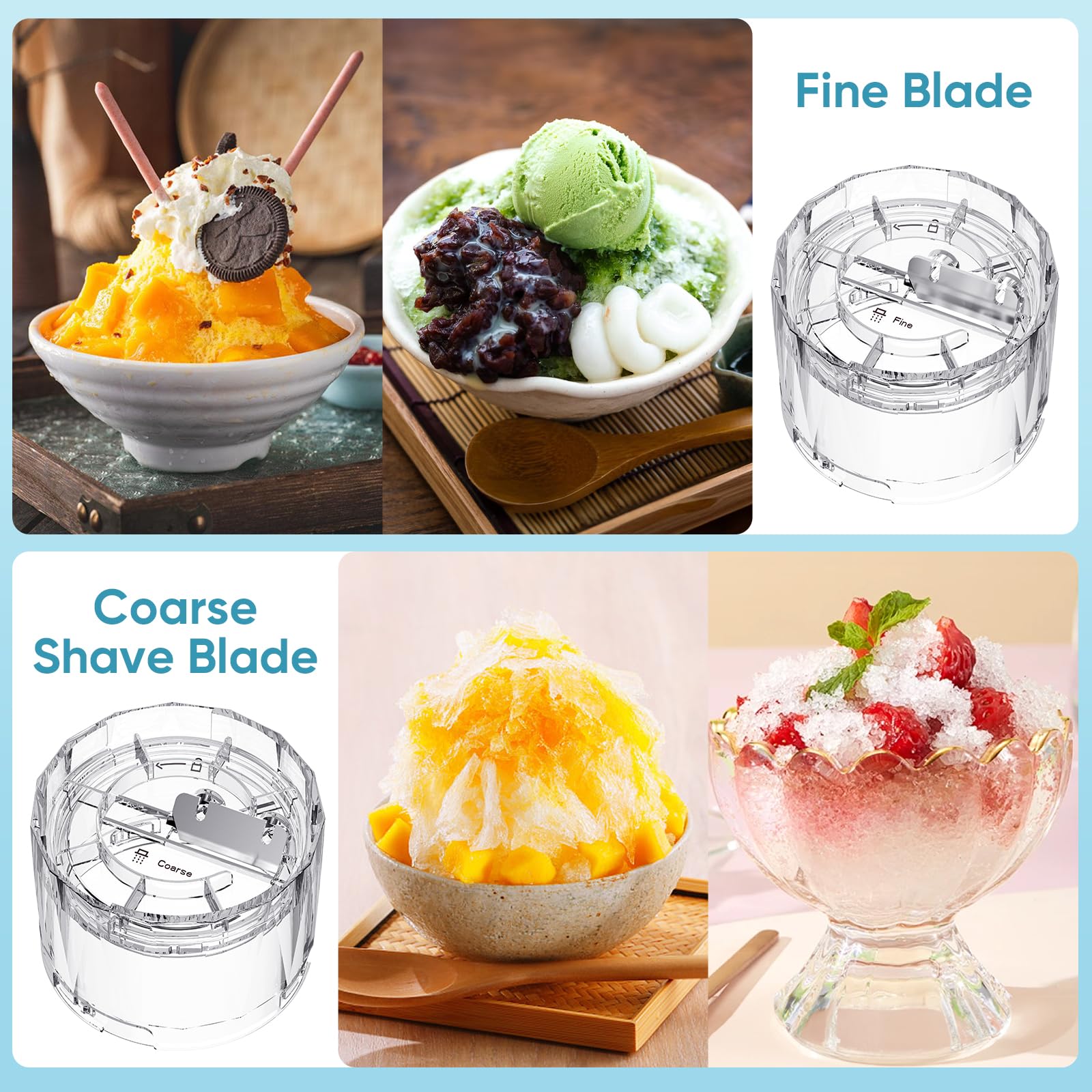 TPGSING Accesorio Picador de Hielo para Batidora de Pie para KitchenAid, Picador de Hielo con 8 Moldes para Hielo, Máquina de Conos de Nieve para KitchenAid con Cuchillas Gruesas Finas Reemplazables
