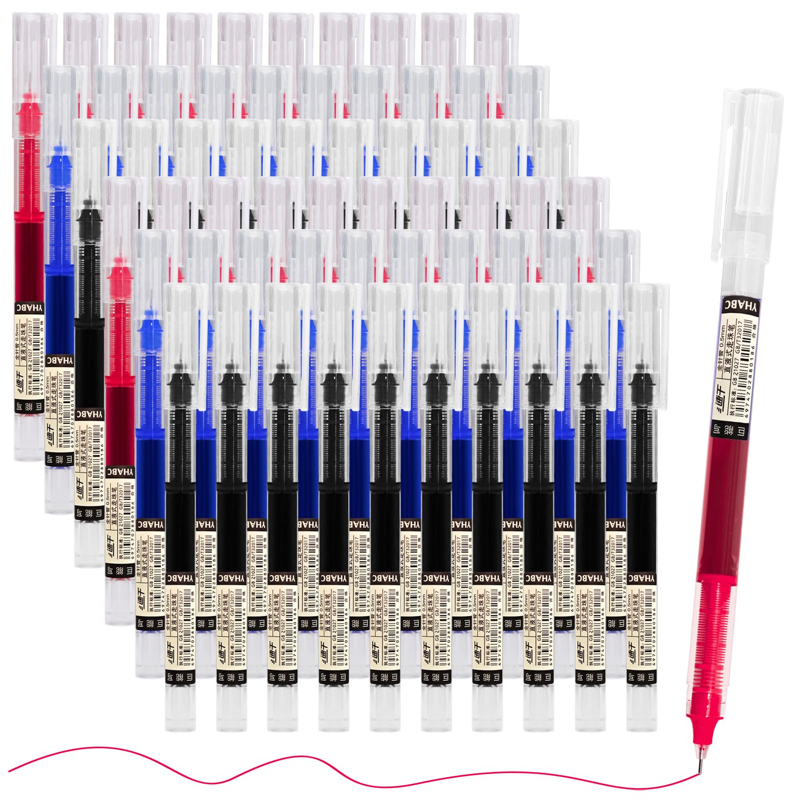 Beieverluck 60 Stück Tintenroller, 0,5 mm, japanische feine Spitze, glattes Schreiben, Gel-Tinte, Roll-Kugelschreiber für Büro, Schule, Schreibwaren, 3 Farben
