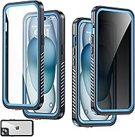 Vista 14 de Funda impermeable para iPhone 15, protector de pantalla de privacidad integrado y protector de pantalla HD [IP68 bajo el agua] a prueba de golpes a