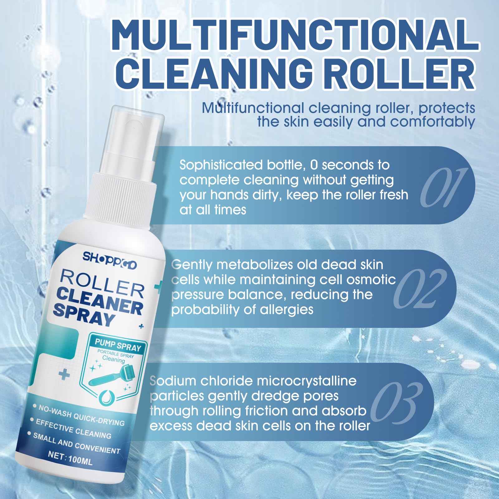 Microneedling Viso Roller Cleaner, Derma Roller Cleaner, Spray Roller Cleaners, Adatto per Rulli, Microaghi, Derma Stamp, Pulizia Rapida ed Efficiente, 100ml