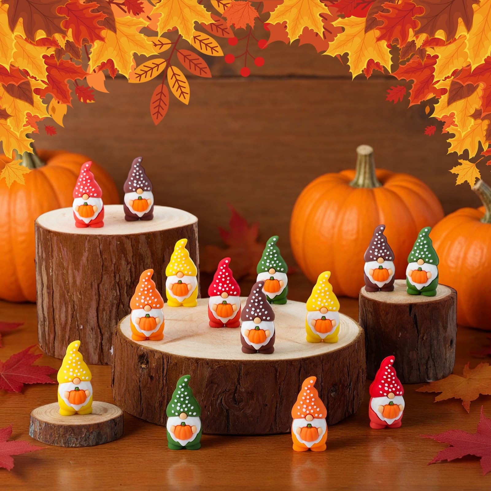 Snapklik.com : 50 Pcs Thanksgiving Pumpkin Gnomes Figures Fall Autumn ...