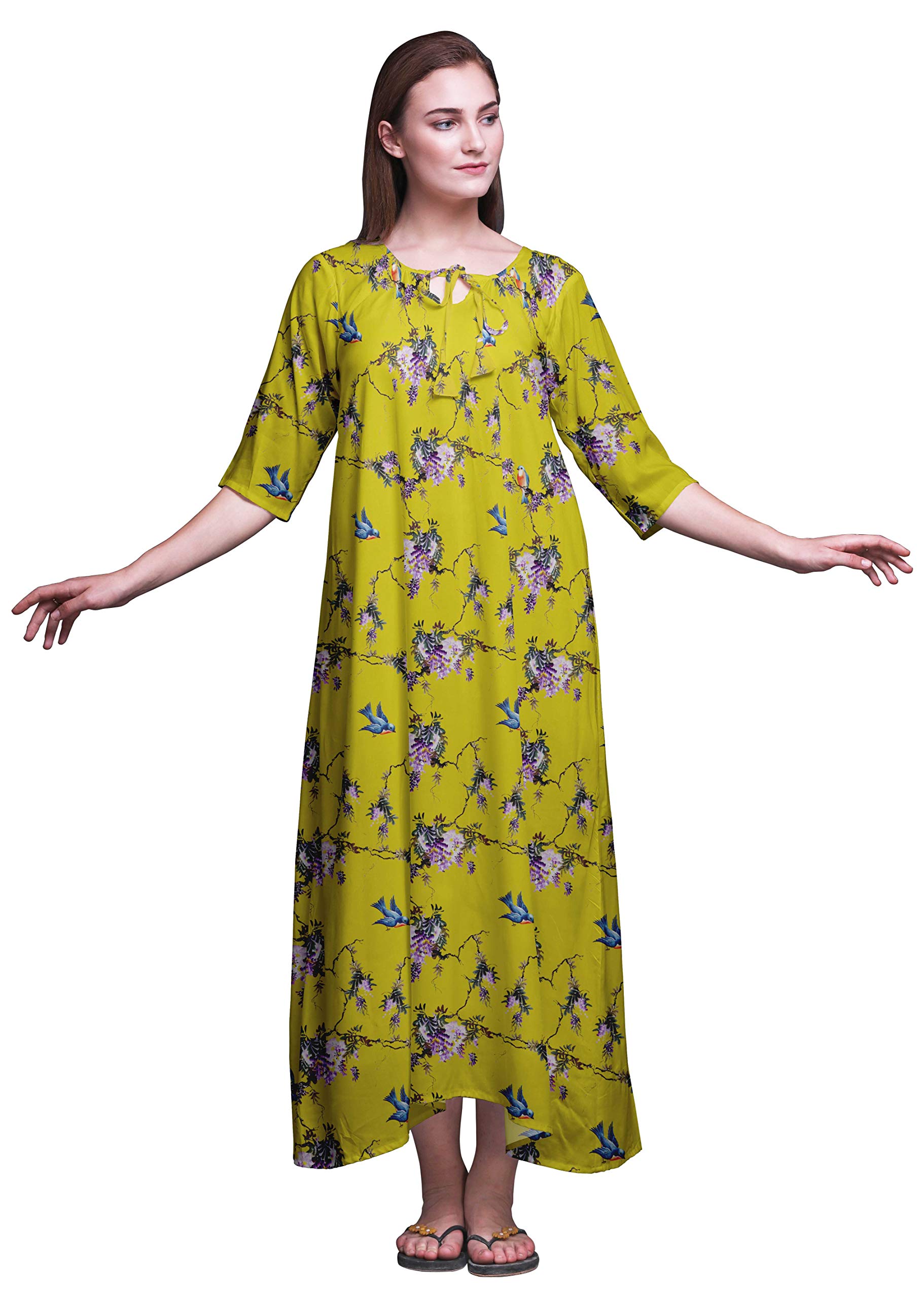 Bimba Maxi Sleepwear Summer Nighty Impreso Camisones 3/4 Mangas camisón