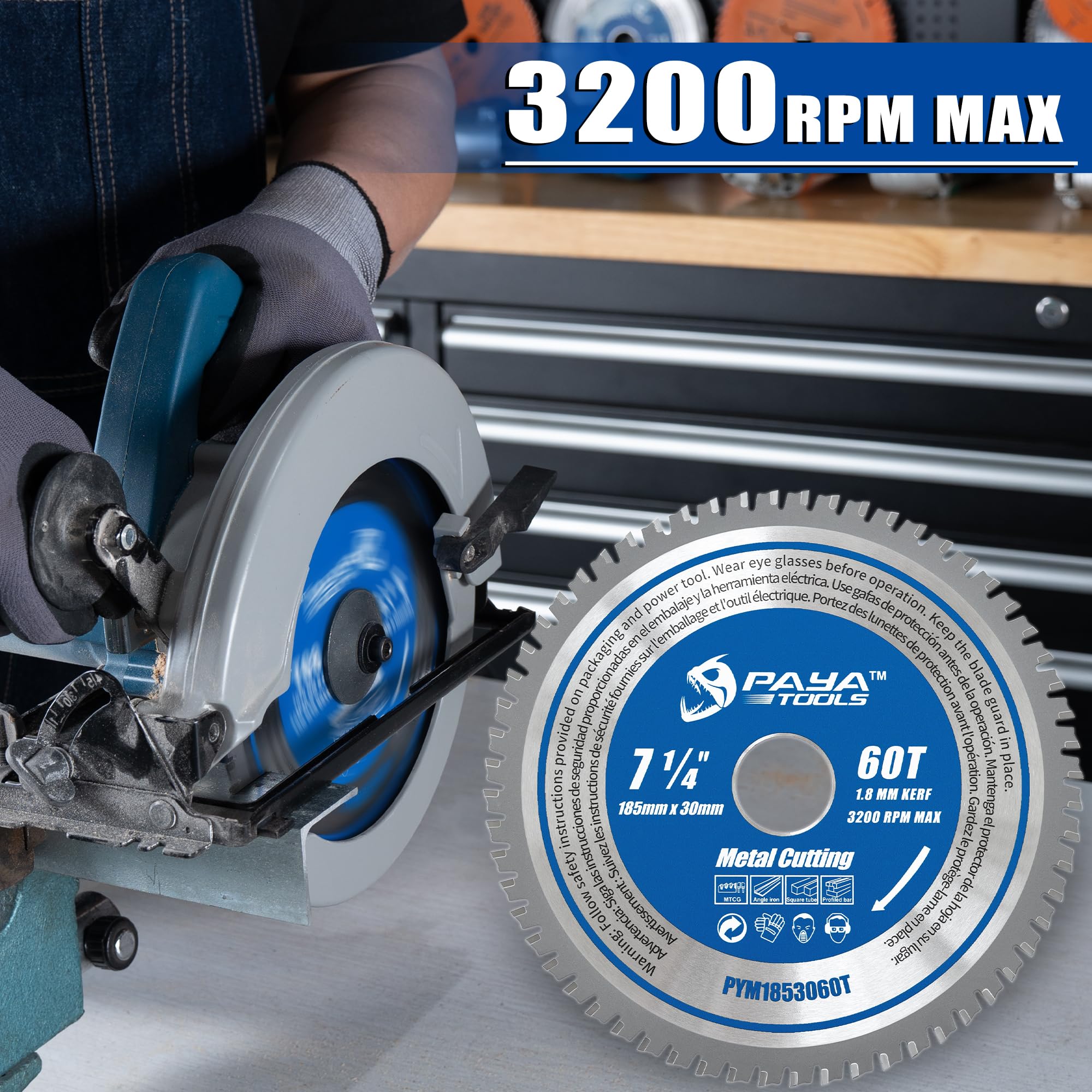 PAYA TCT PYM1853060T - Lama per sega circolare in metallo, diametro 185 mm x 30 mm, 60 denti, lama per sega circolare in acciaio ad alte prestazioni per lamiere d'acciaio, tubi e materiali compositi