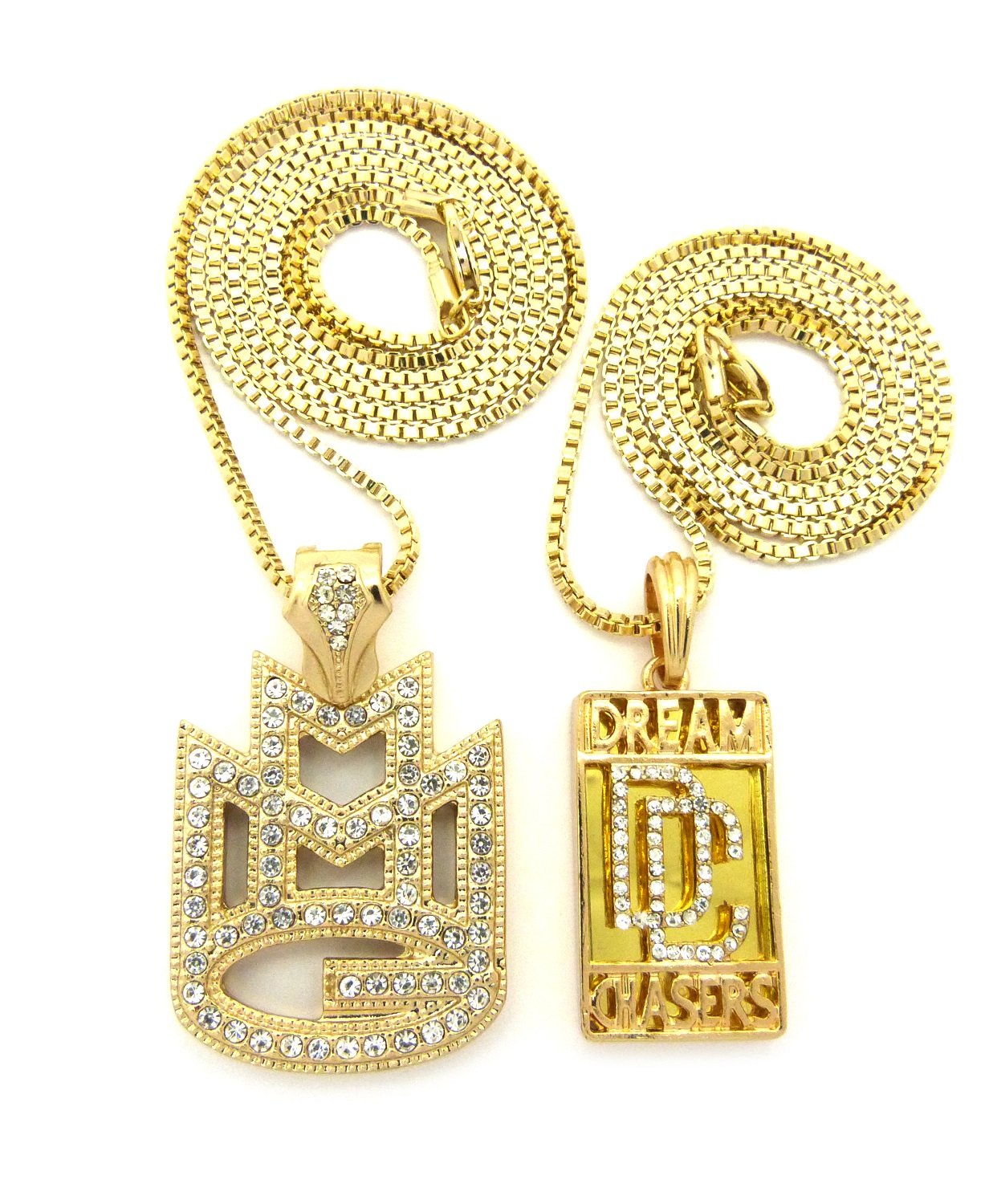 New Dream Chasers & MMG Music Group Pendant &Box Chains Necklace Set - RC1541G