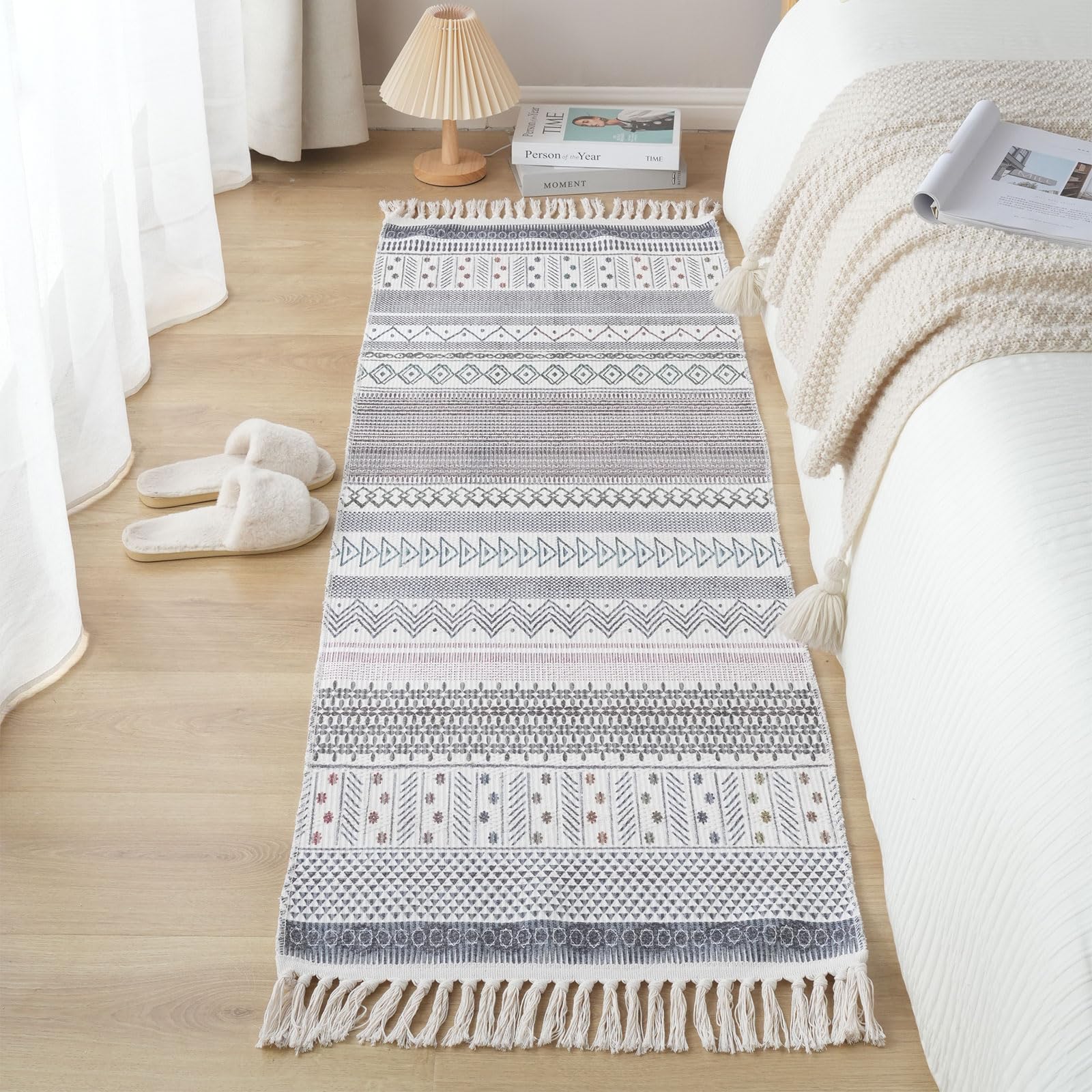 Area Rugs For Living Room Bedroom, Cotton Linen Floor Mat, Phaedra 50x160cm