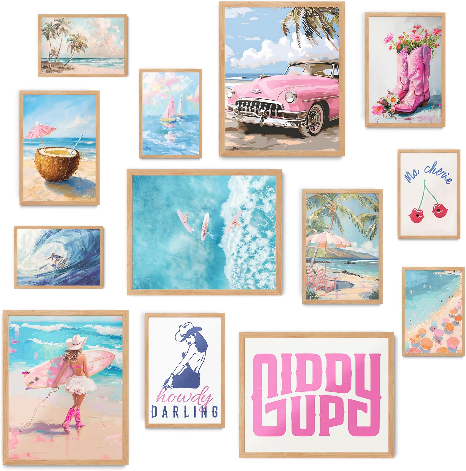 Fardes Coastal Cowgirl Decor Aesthetic, Coastal Granddaughter Room Decor, Beachy Wall Decor Aesthetic, Beach Wall Art Prints, Dorm Wall Decor for College Girls, Vanilla Girl Room Decor