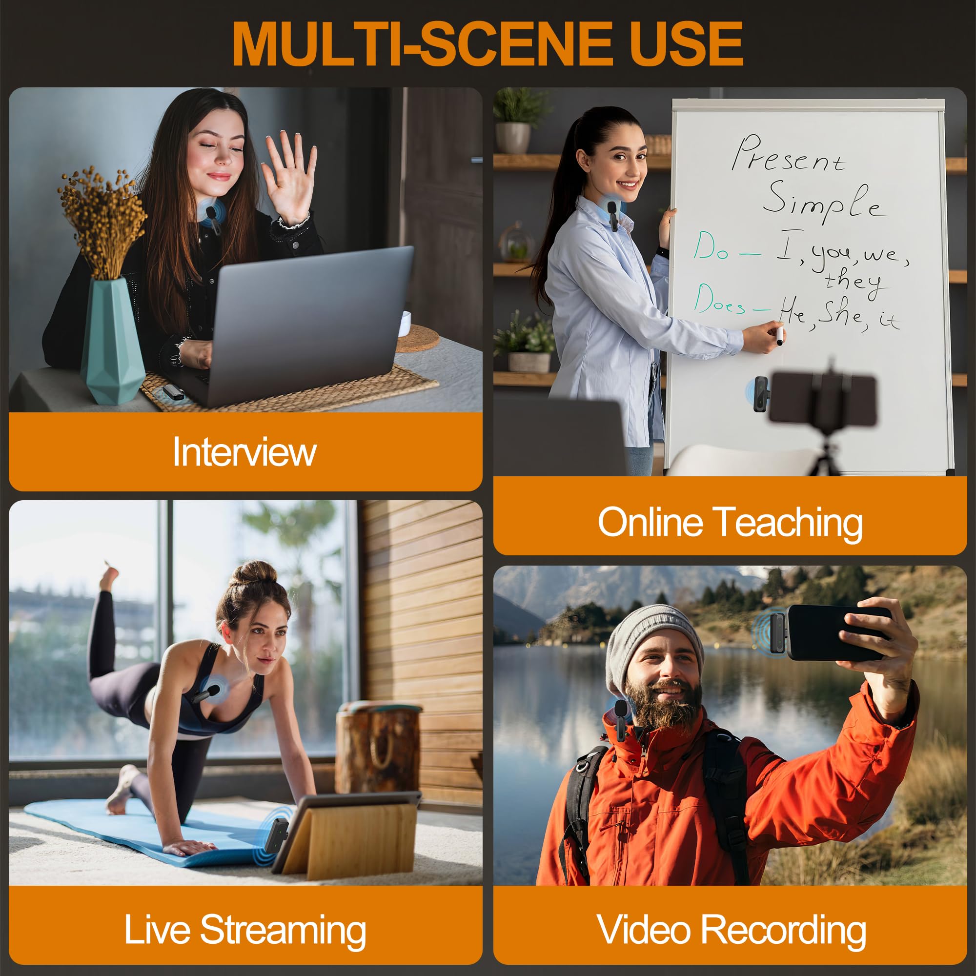 Jubolion Wireless Lavalier Microphone for iPhone, iPad, Android - 100FT Transmission, 360Â° Omnidirectional HD High Sensitivity Mic for Interview, Video Podcast, Vlog, YouTube, TikTok