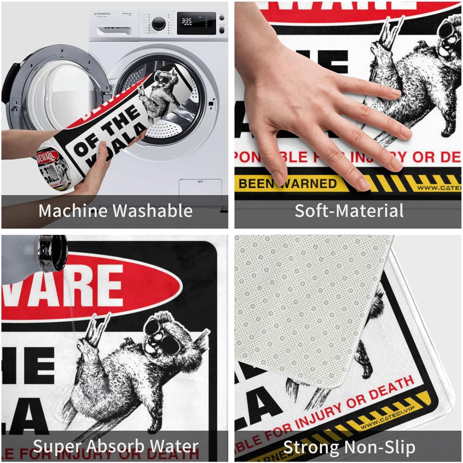 Farmhouse Welcome Mat Beware of Koala Doormat Home Door Mat Door Mats for Outside Entry (Size : 65X90CM)