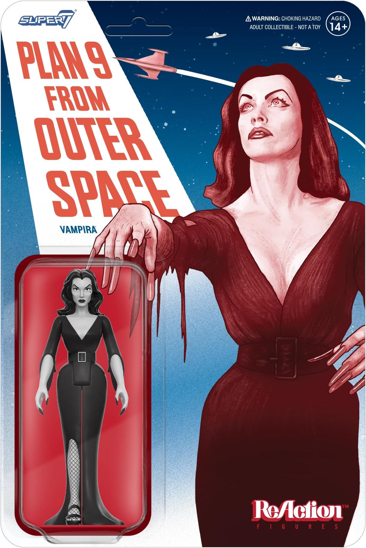 Super7 Vampira Plan 9 from Outer Space Grayscale - 3.75" Vampira Action Figure Classic Horror Movie Collectibles and Retro Toys