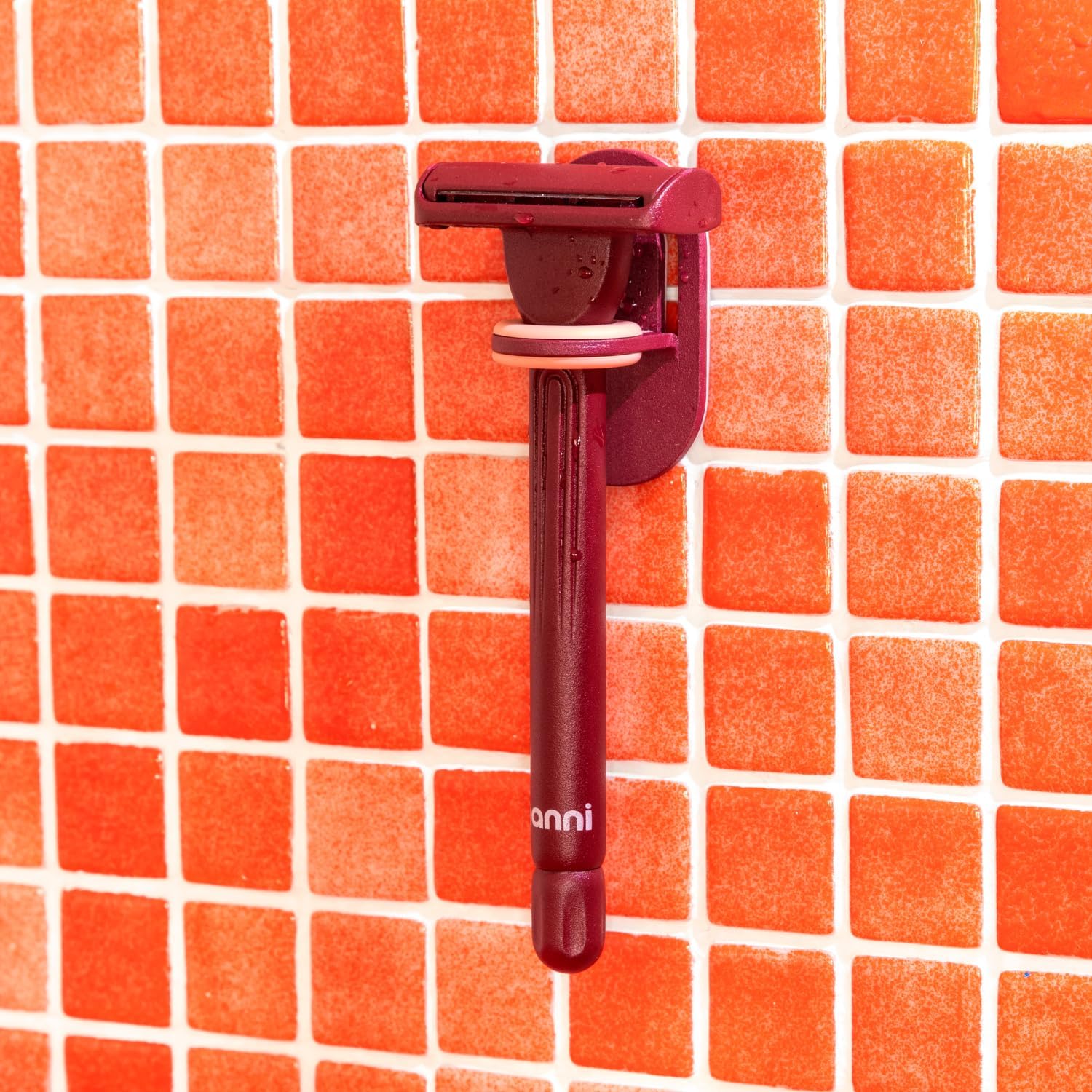 HANNI Hero Safety Razor Holder, Heavy Duty Storage Stand for Shaving Accessories, Bathroom or Shower Organizer for Men and Women, Burgundy Razor Storage