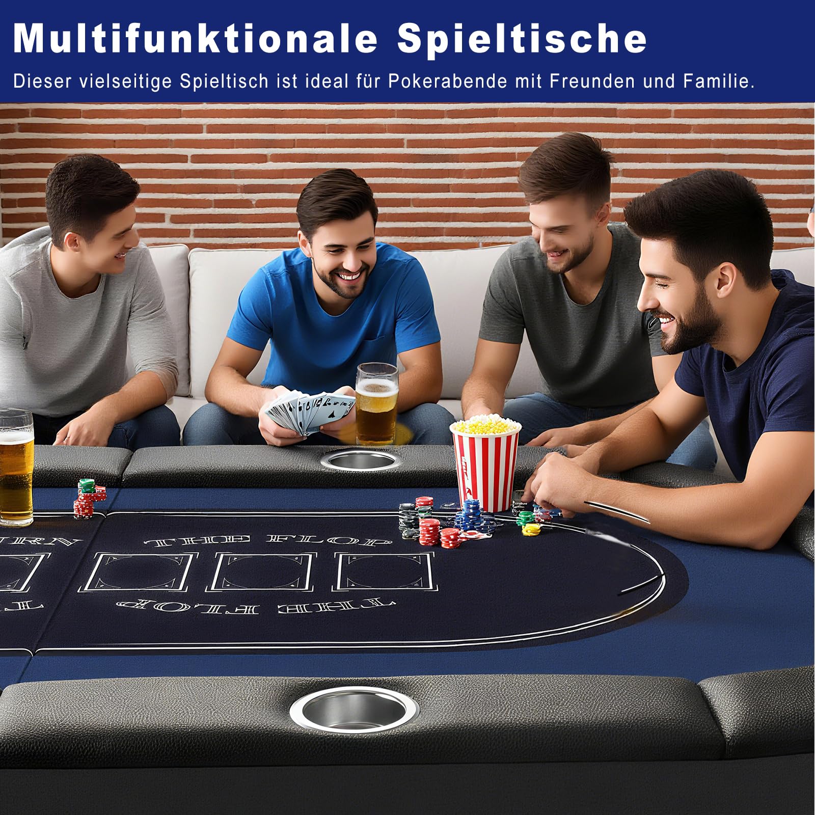 HLC Faltbarer Pokertisch 180 cm für 8 Personen mit Getränkehaltern