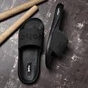 YOHO Doodle Sliders for Men | Feather-Light EVA Sole | Durable PU Upper | Soft Lycra Lining | All-Day Comfort | Subtle Branding | Water-Resistant Design | Classic Black - UK 10 gallery image