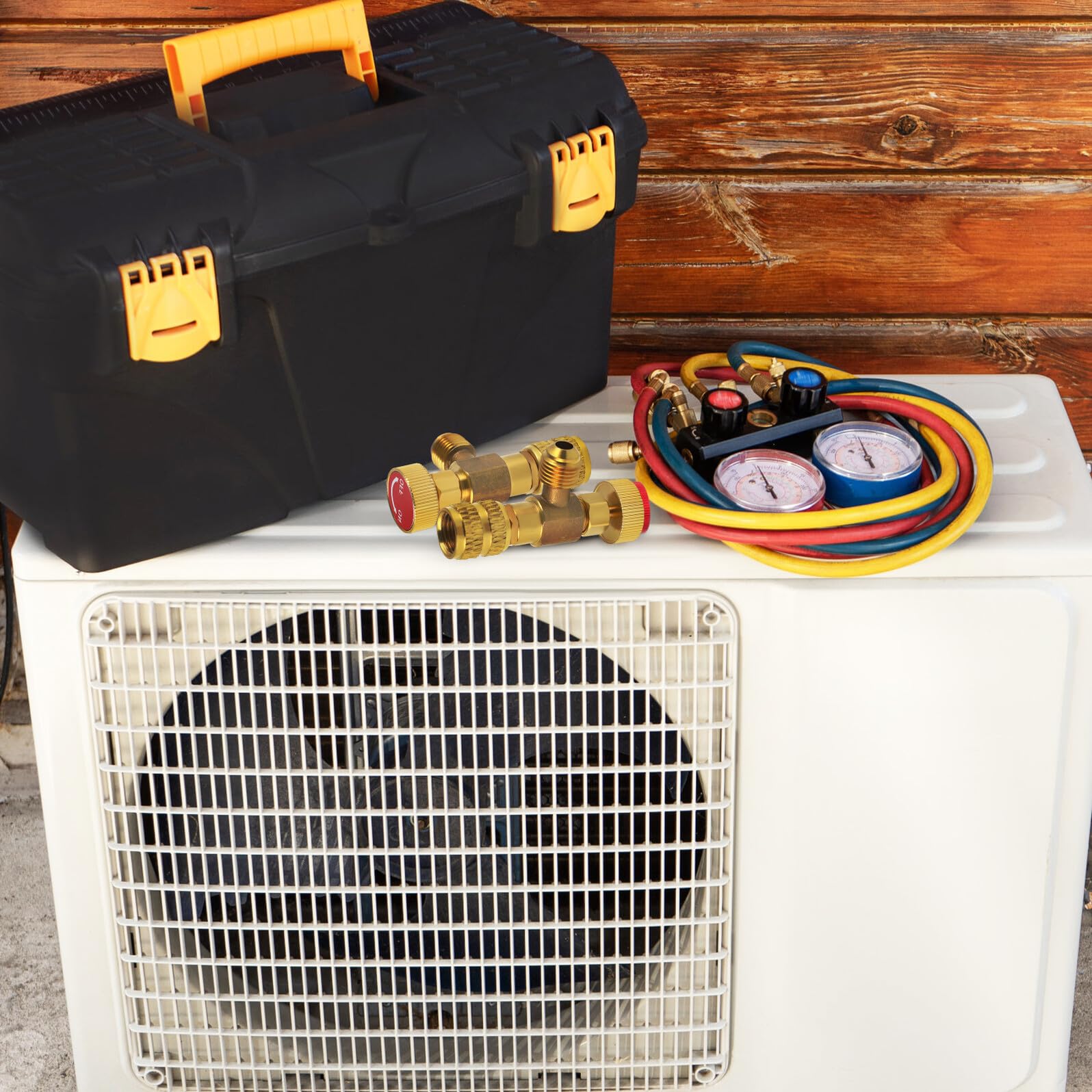 UKCOCO 2 pièces Vanne de Remplissage de Réfrigérant pour Climatiseur Laiton de Vanne de Sécurité sans Fuite pour Systèmes Accessoire de Climatisation Robuste et