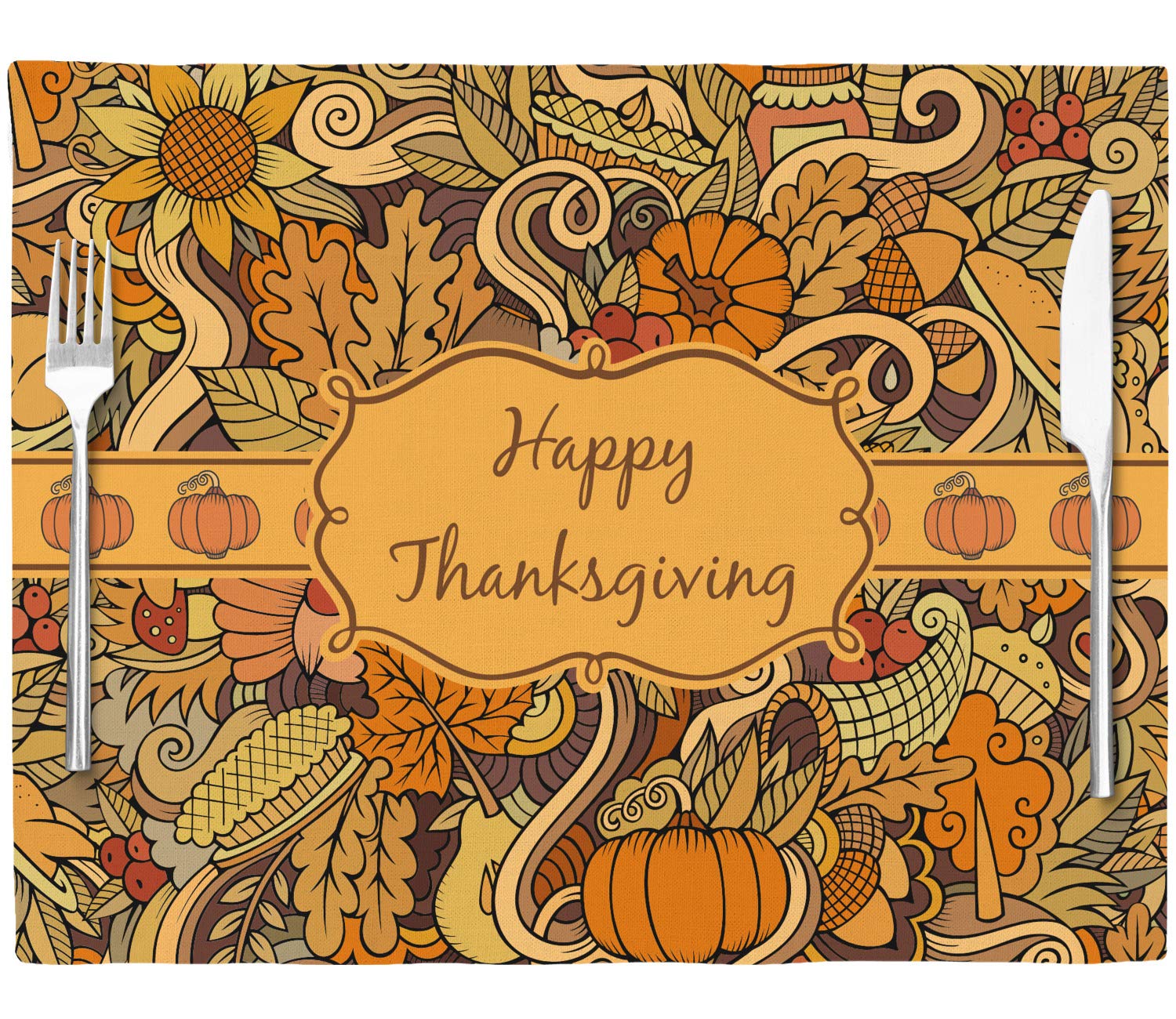 Personalized Thanksgiving Woven Fabric Placemat - Twill