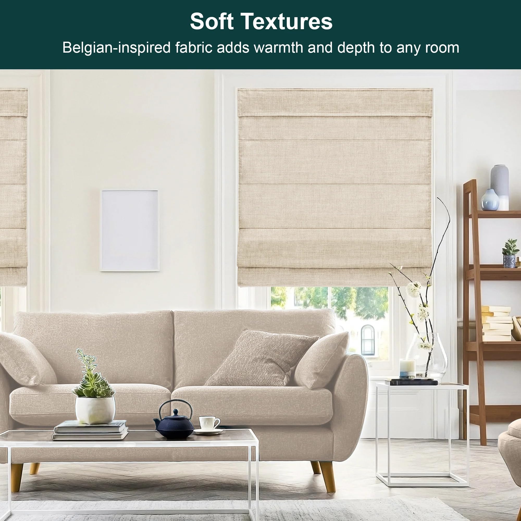 CHICOLOGY Roman, obscurcissement de pièce, Pare-Soleil de fenêtre, Tissu Polyester, Plastique, métal, Acier, Lin Belge (confidentialité et filtrage de la lumière), 86,4 x 162,6 cm (l x H)