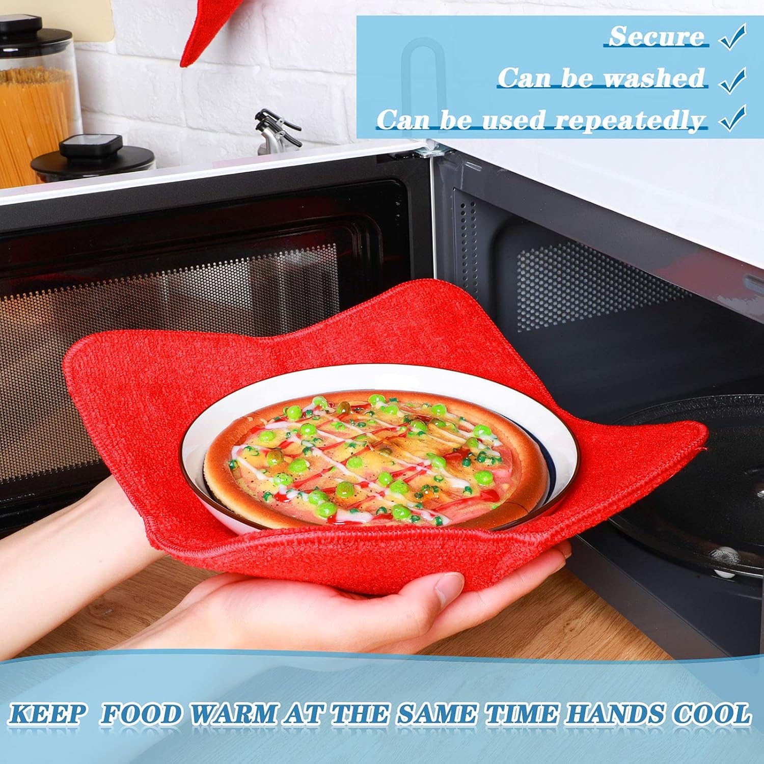  | 8 Pieces Bowl Cozy Holder Multi Color Microwave Safe Polyester Bowl Holder Plate Holders Protect Your Hands from Hot Dishes for Heating Soup (Red Large Bowl Holder): Soup Bowls