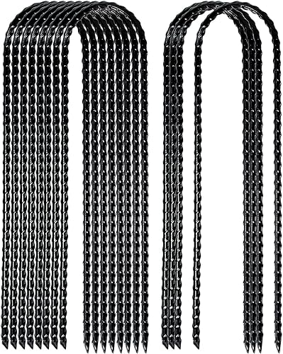 Nigh Juego de 12 estacas de viento recubiertas para cama elástica para el suelo, estacas de anclaje de suelo extra resistentes, grapas de metal para