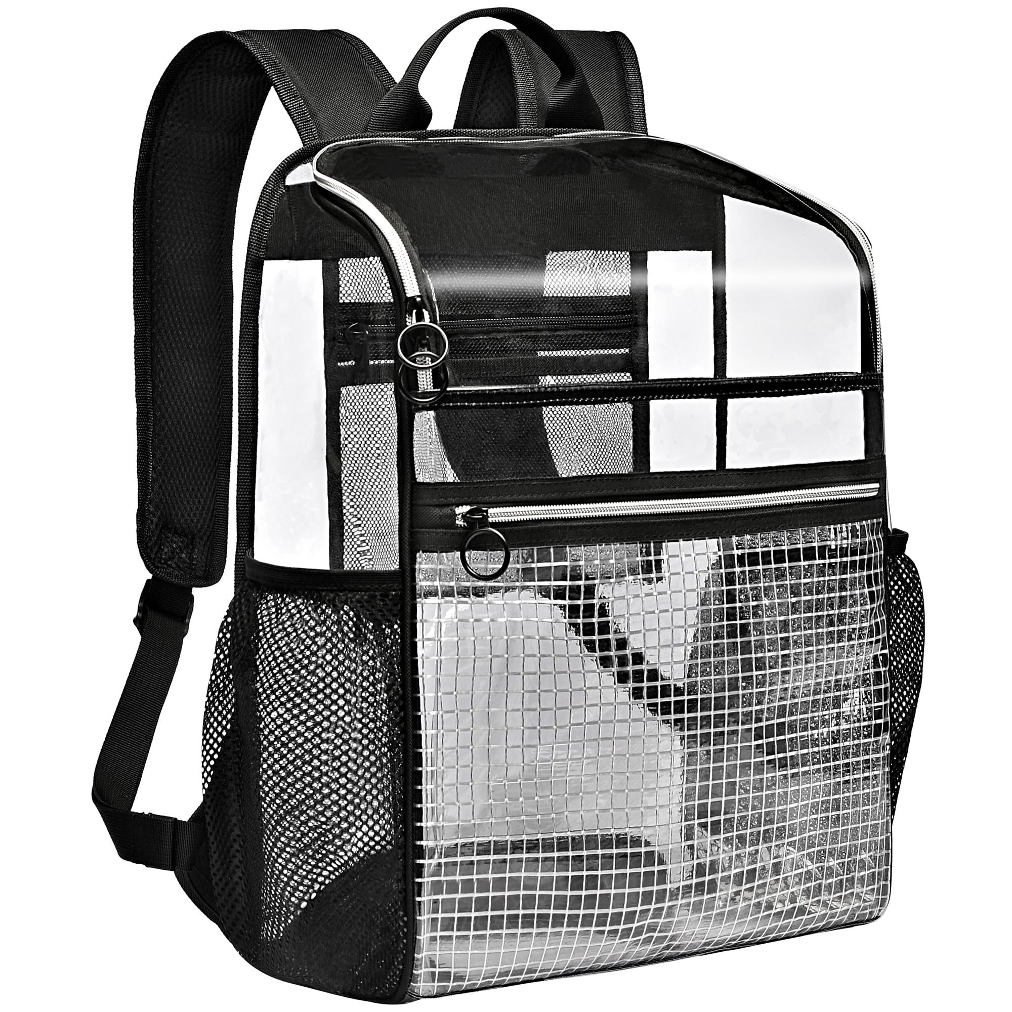 GiMiUiTo Clear Backpacks for School,17''Large Clear Backpack See Through Bookbag Heavy Duty Transparent Backpack for Boys Girls College Work,Black