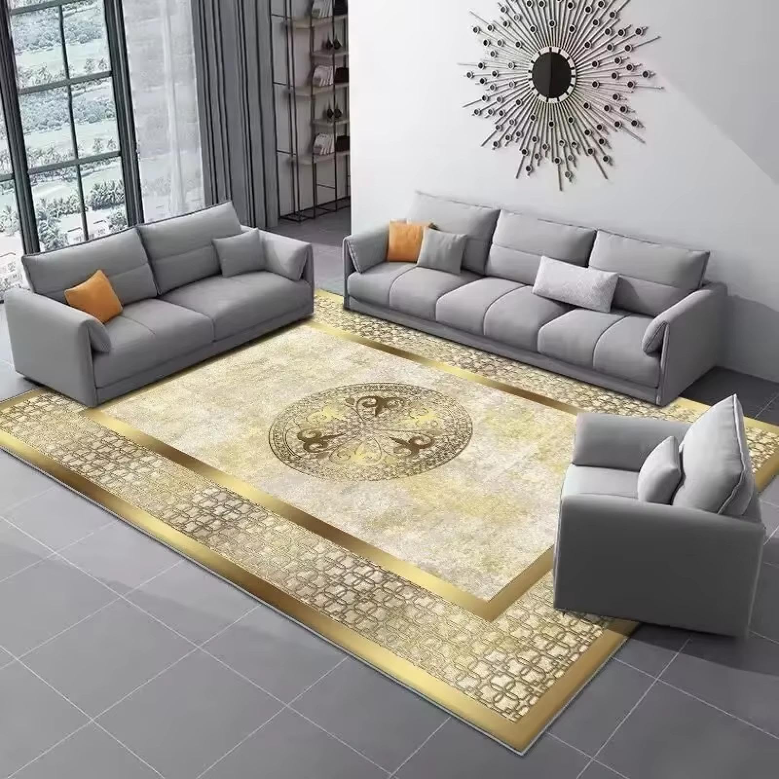 Tapis de sol salon couloir et chambre style marbre 160x220cm