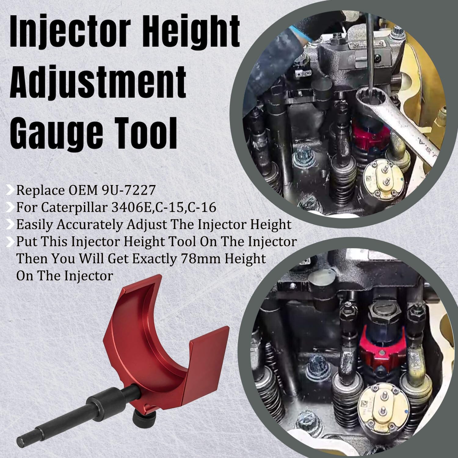 Bentolin J-42083 Automatic Timing Pin Come With 9U-7227 Injector Height Adjustment Gauge Tool W/Engine Barring Socket For Caterpillar CAT 3406E C-15 - View #8