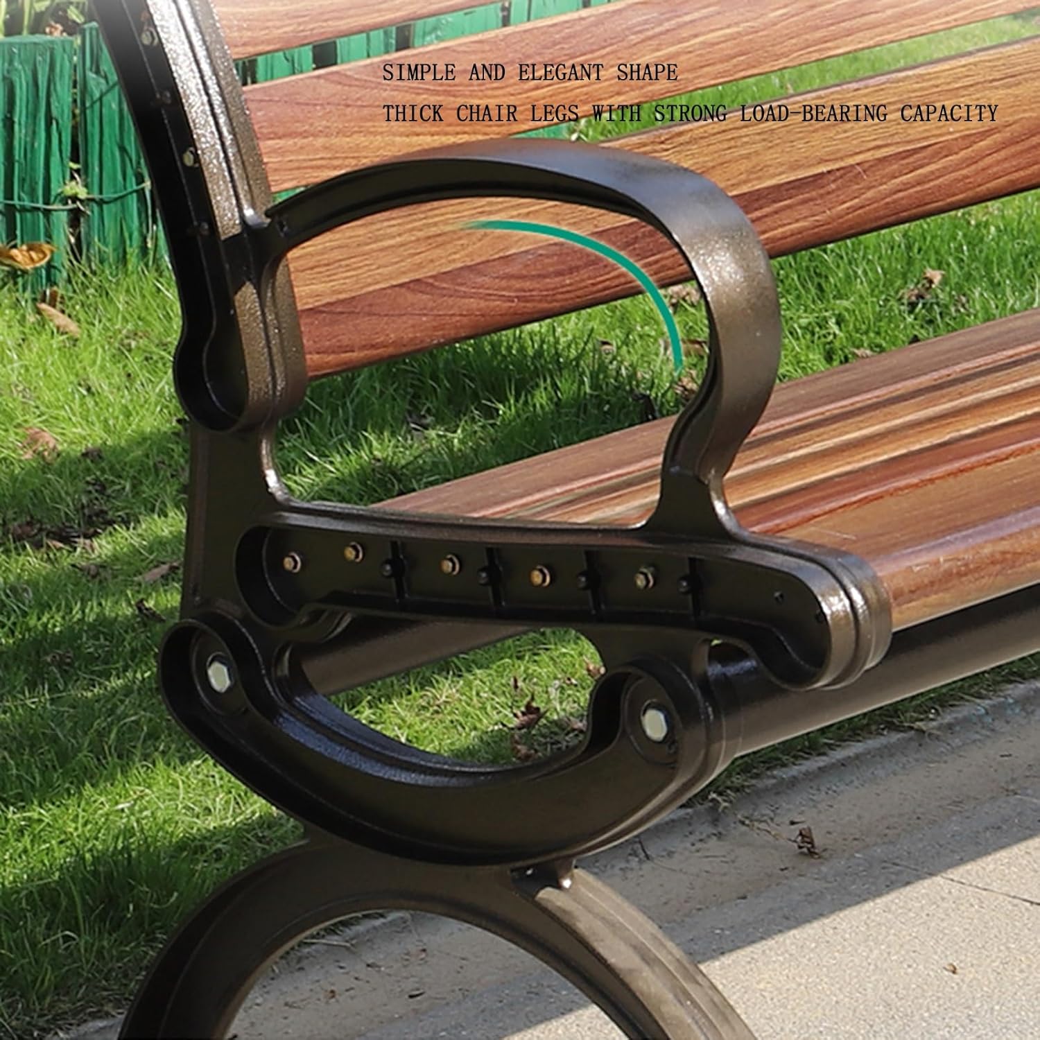 Carbon Fiber Outdoor Park Chair - Durable Fiberglass Garden Bench, All-Weather Rainproof & Sunscreen, Double Leisure Seat (150x40x73cm) for Backyard & Patio